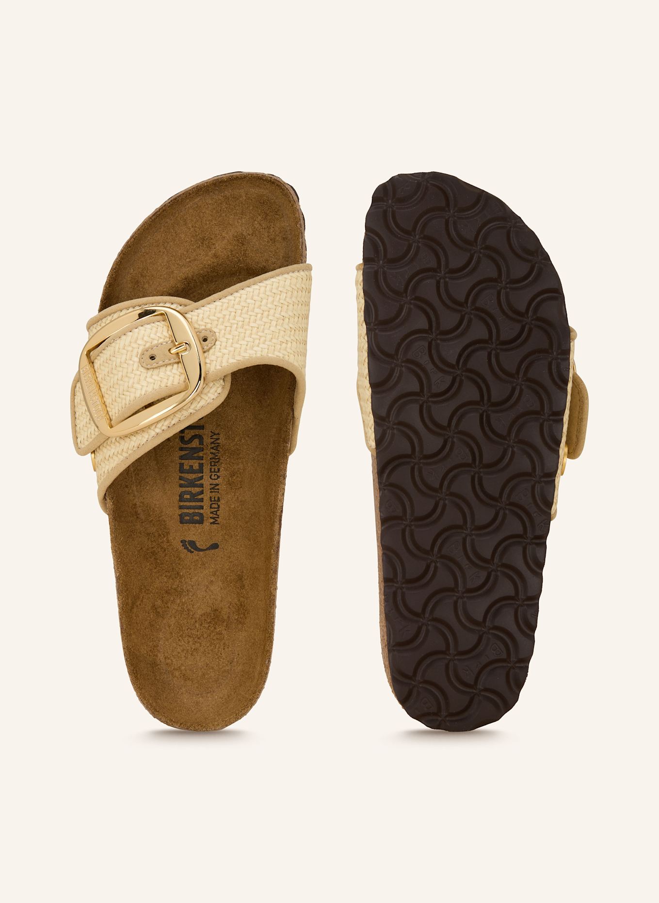 BIRKENSTOCK Pantoletten MADRID BIG BUCKLE RAFFIA: ECRU