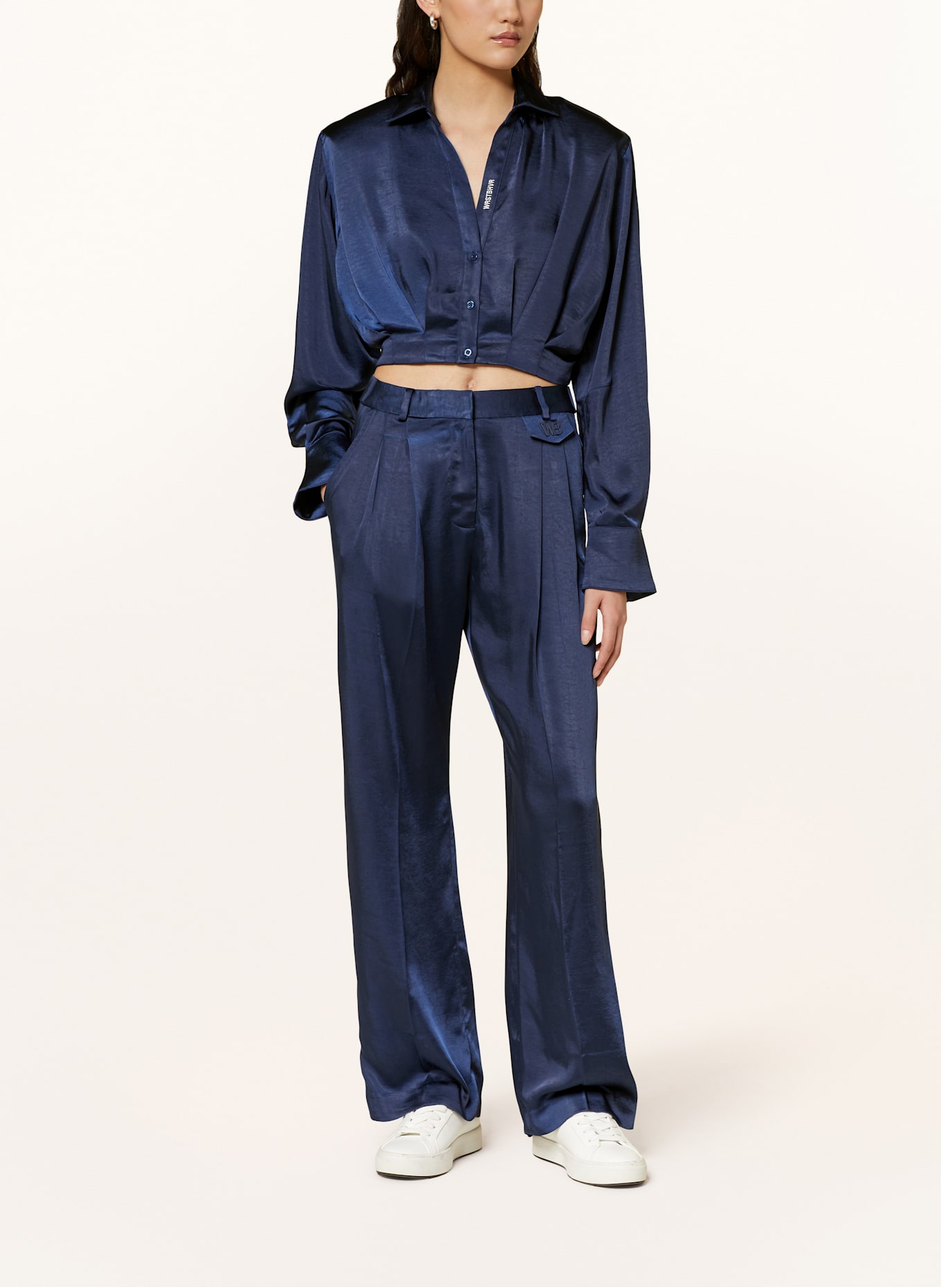 WRSTBHVR Spodnie satynowe MARINA: GRANATOWY