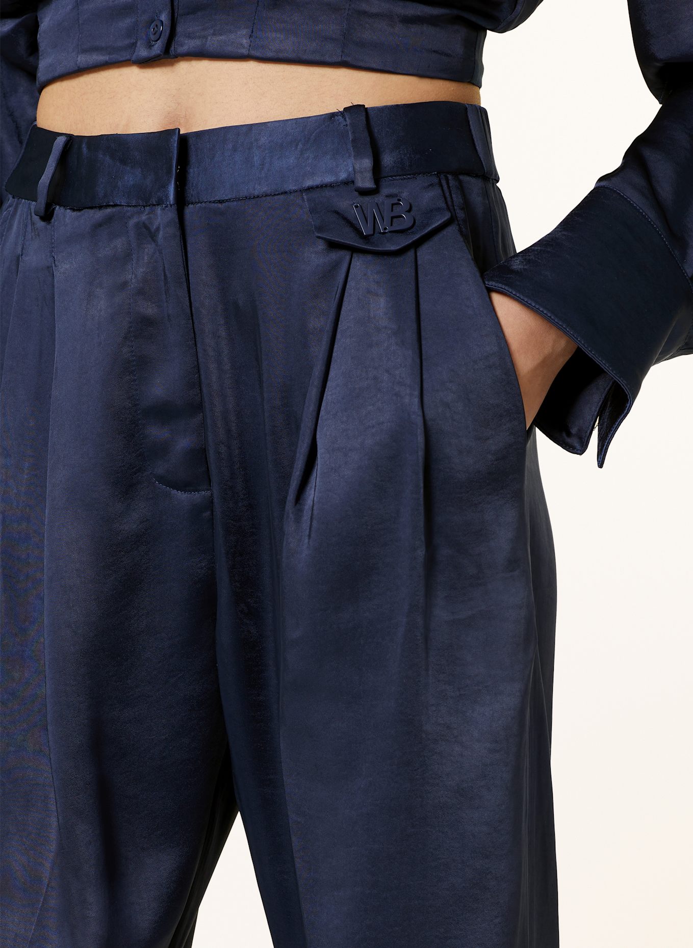 WRSTBHVR Spodnie satynowe MARINA: GRANATOWY