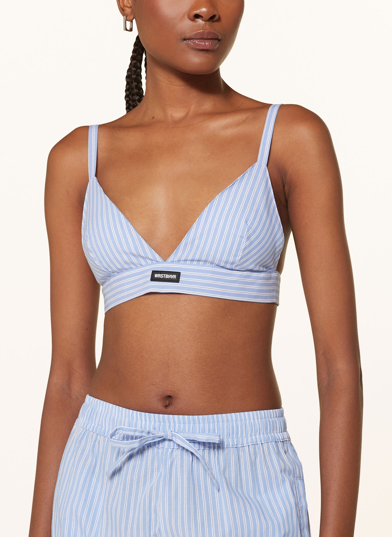 WRSTBHVR Cropped-Top FRITZI: HELLBLAU/ WEISS