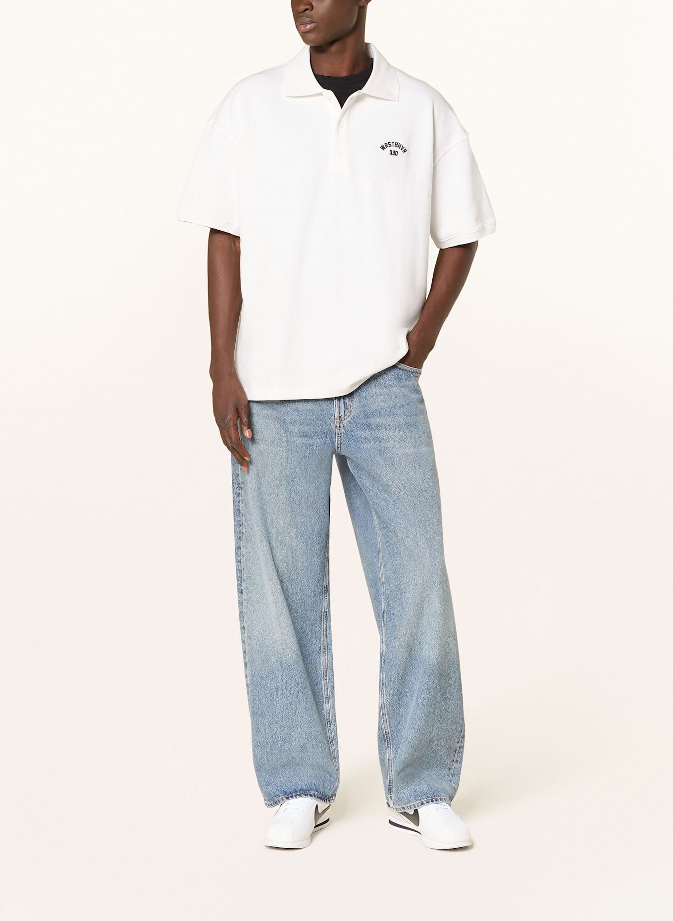 WRSTBHVR JARO Wide Fit piqué polo shirt: WHITE