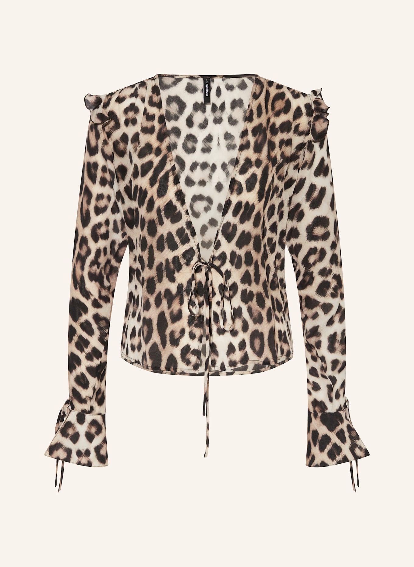 WRSTBHVR Bluse OMBA mit Volants aus Seide: HELLBRAUN / SCHWARZ / BRAUN