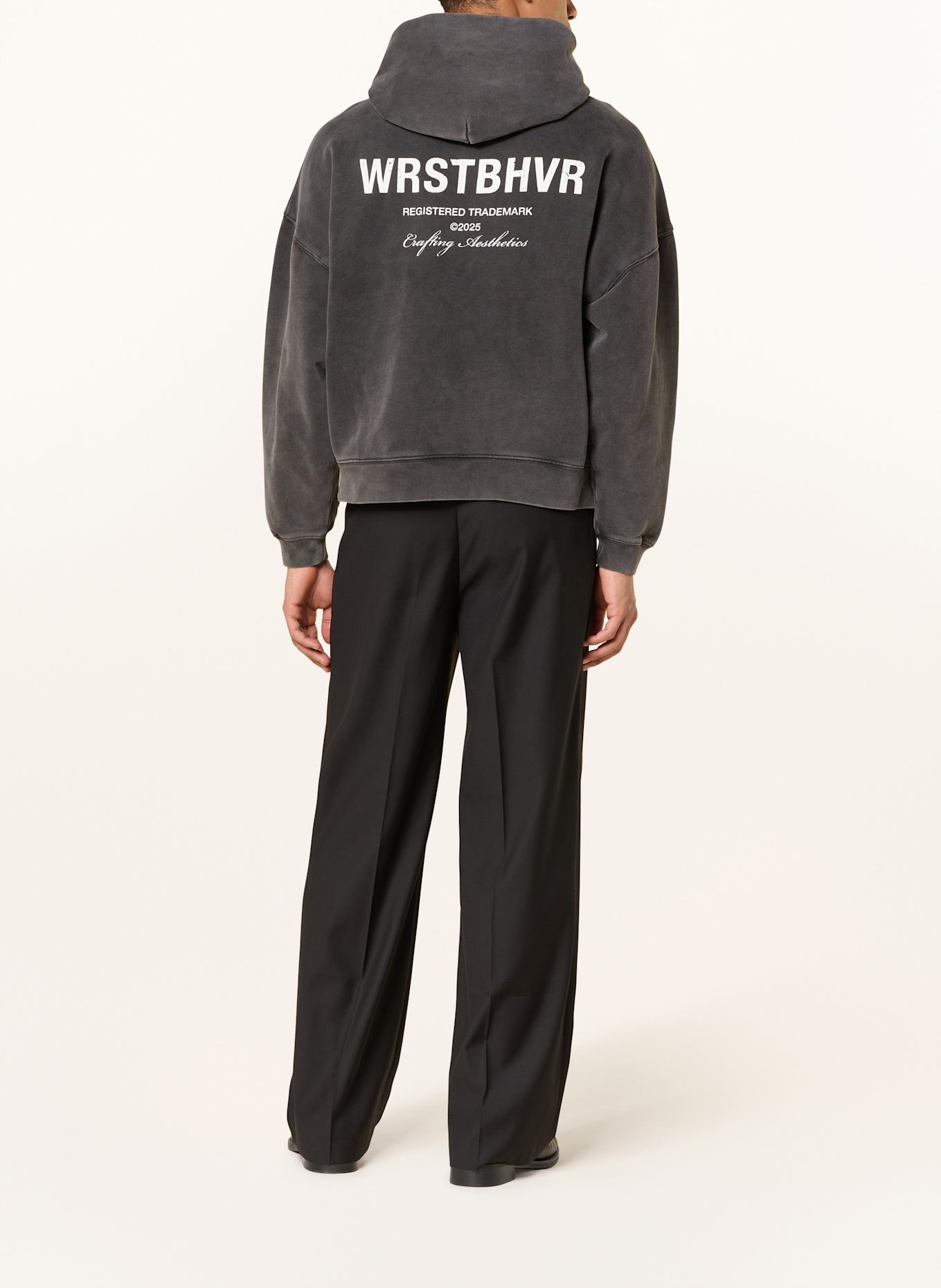 WRSTBHVR Mikina s kapucí MECK V2: ŠEDÁ / BÍLÁ