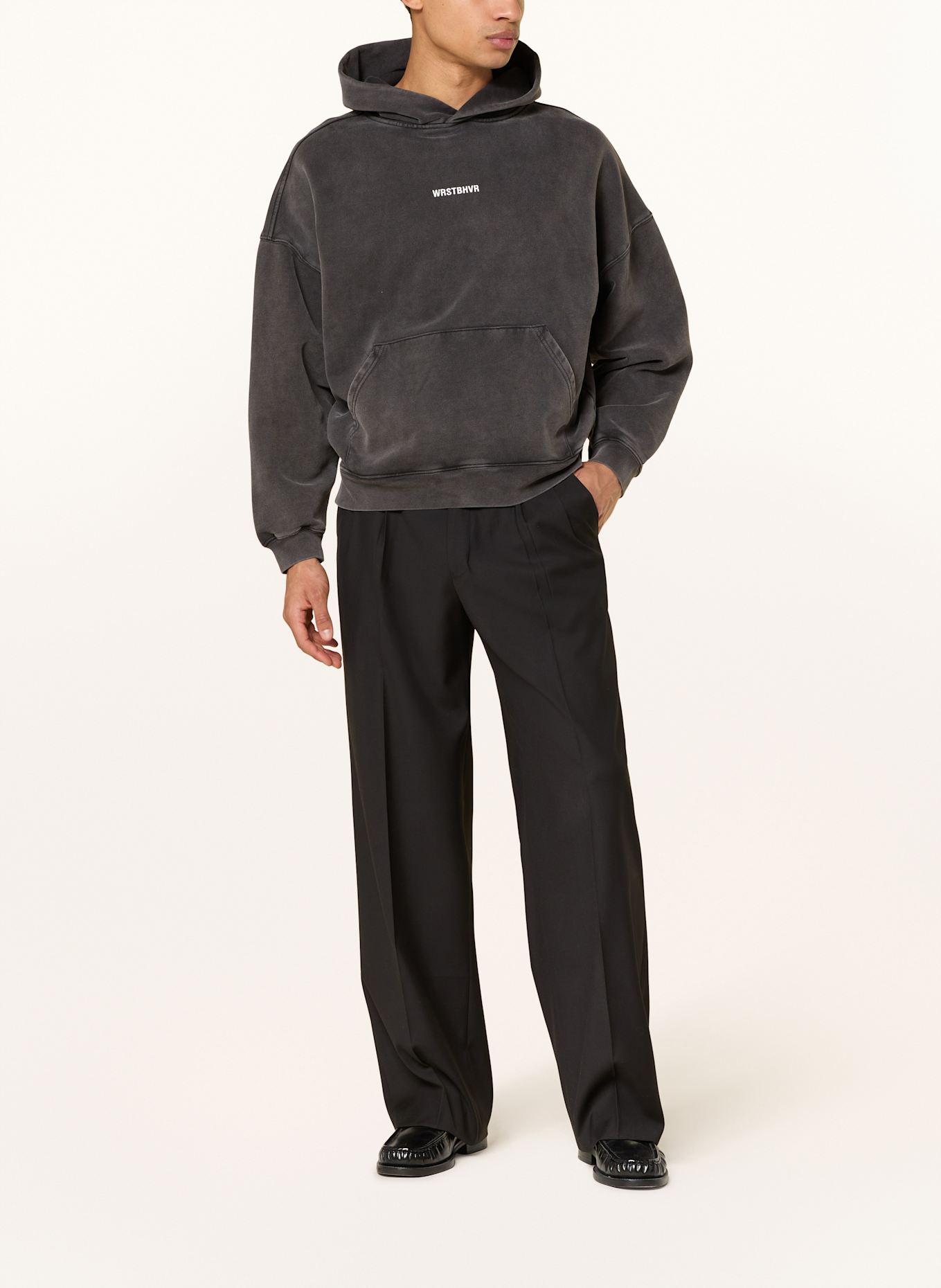 WRSTBHVR Mikina s kapucí MECK V2: ŠEDÁ / BÍLÁ