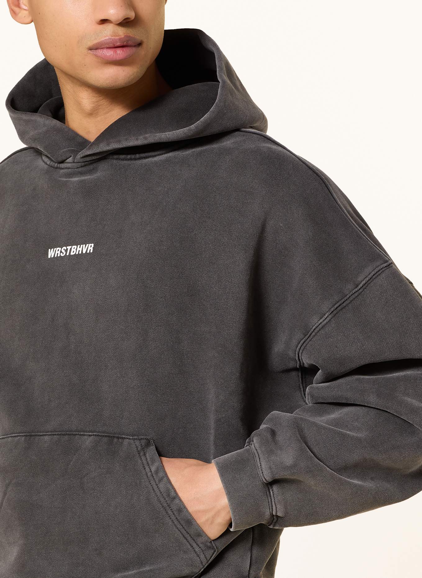 WRSTBHVR Mikina s kapucí MECK V2: ŠEDÁ / BÍLÁ