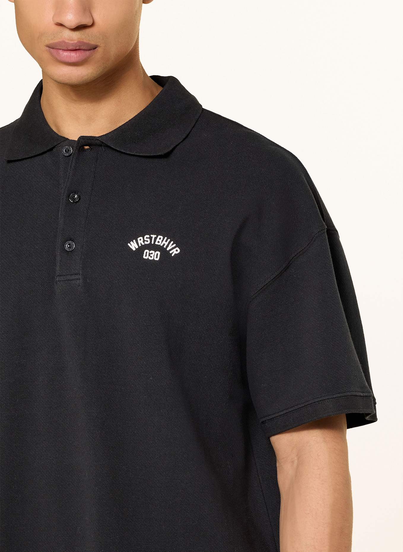 WRSTBHVR Piqué-Poloshirt JARO Wide Fit: SCHWARZ