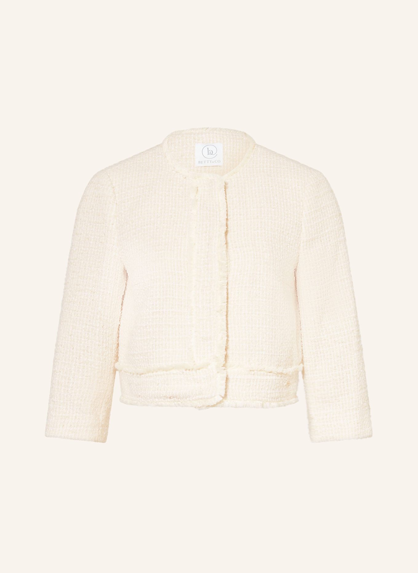 BETTY&CO Kastenjacke aus Bouclé mit 3/4-Arm: ECRU/ CREME