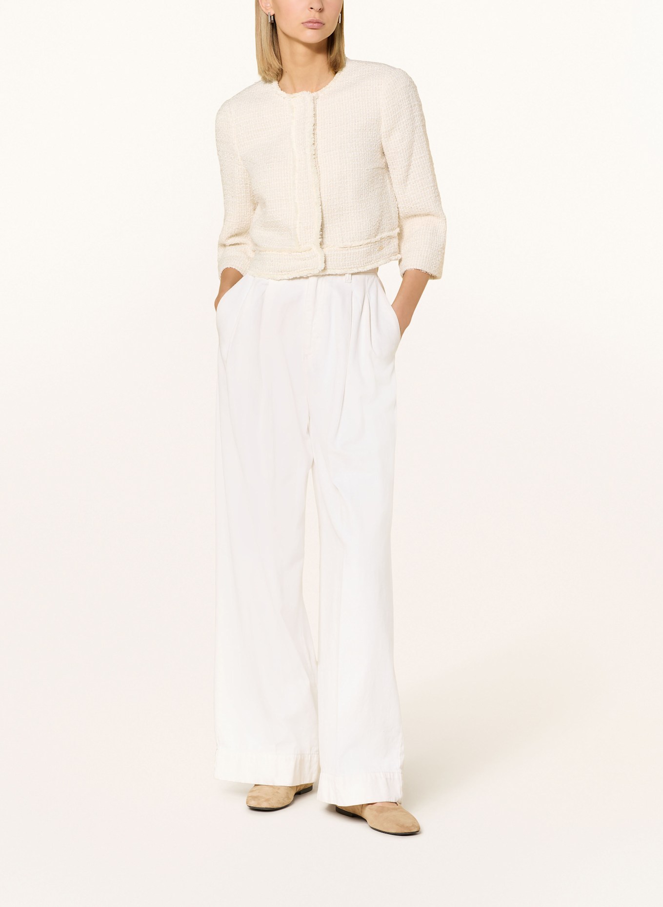 BETTY&CO Kastenjacke aus Bouclé mit 3/4-Arm: ECRU/ CREME