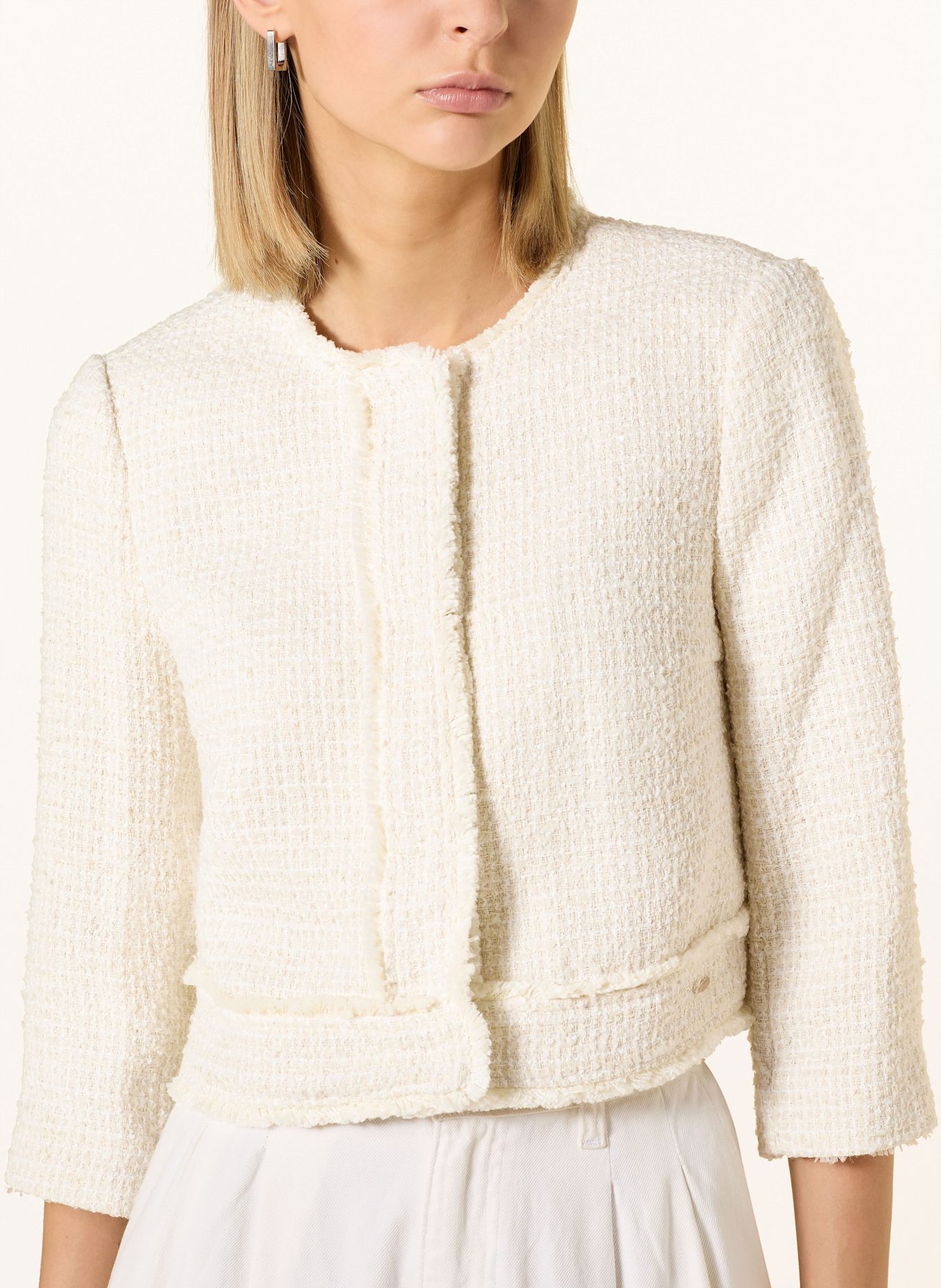 BETTY&CO Kastenjacke aus Bouclé mit 3/4-Arm: ECRU/ CREME