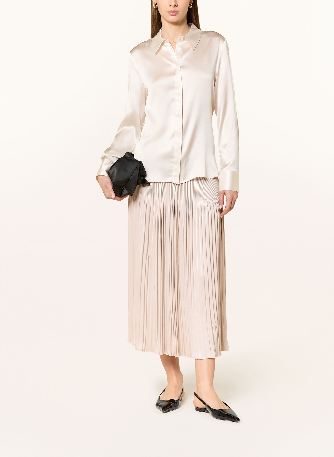 BETTY&CO Plisseerock aus Satin: HELLROSA