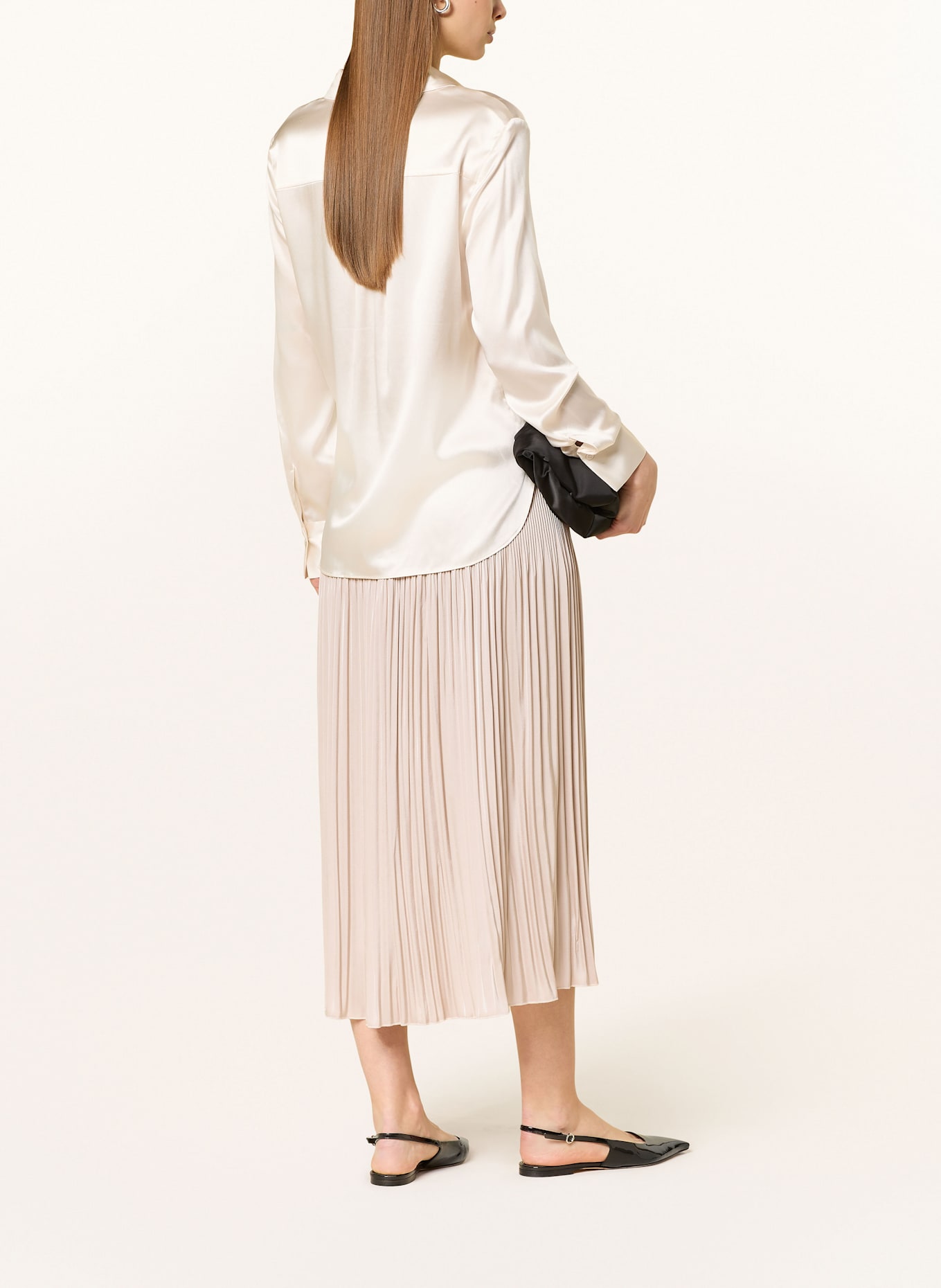 BETTY&CO Plisseerock aus Satin: HELLROSA