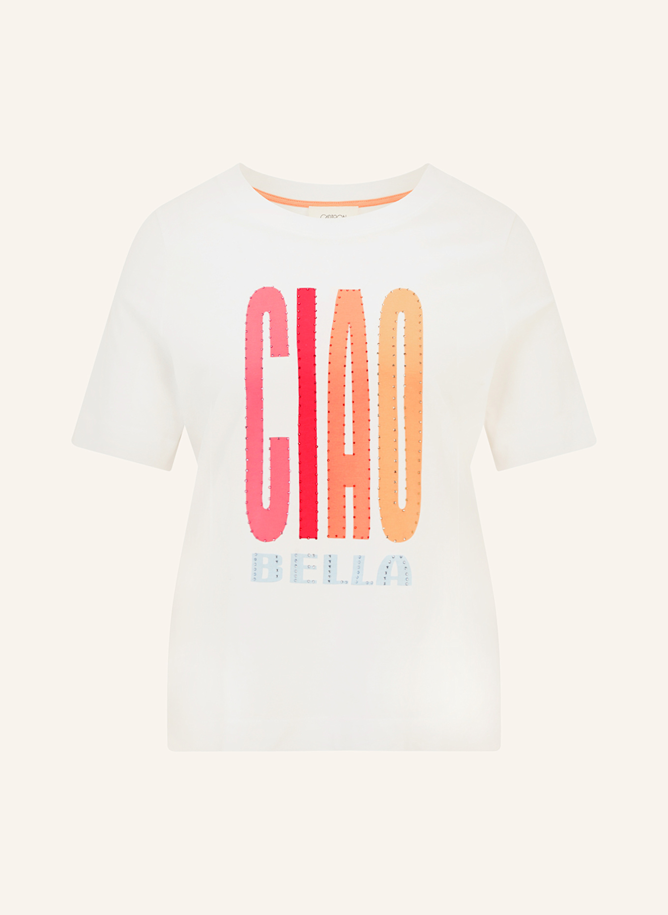 CARTOON Tričko s ozdobnými kamínky: KRÉMOVÁ / RŮŽOVÁ