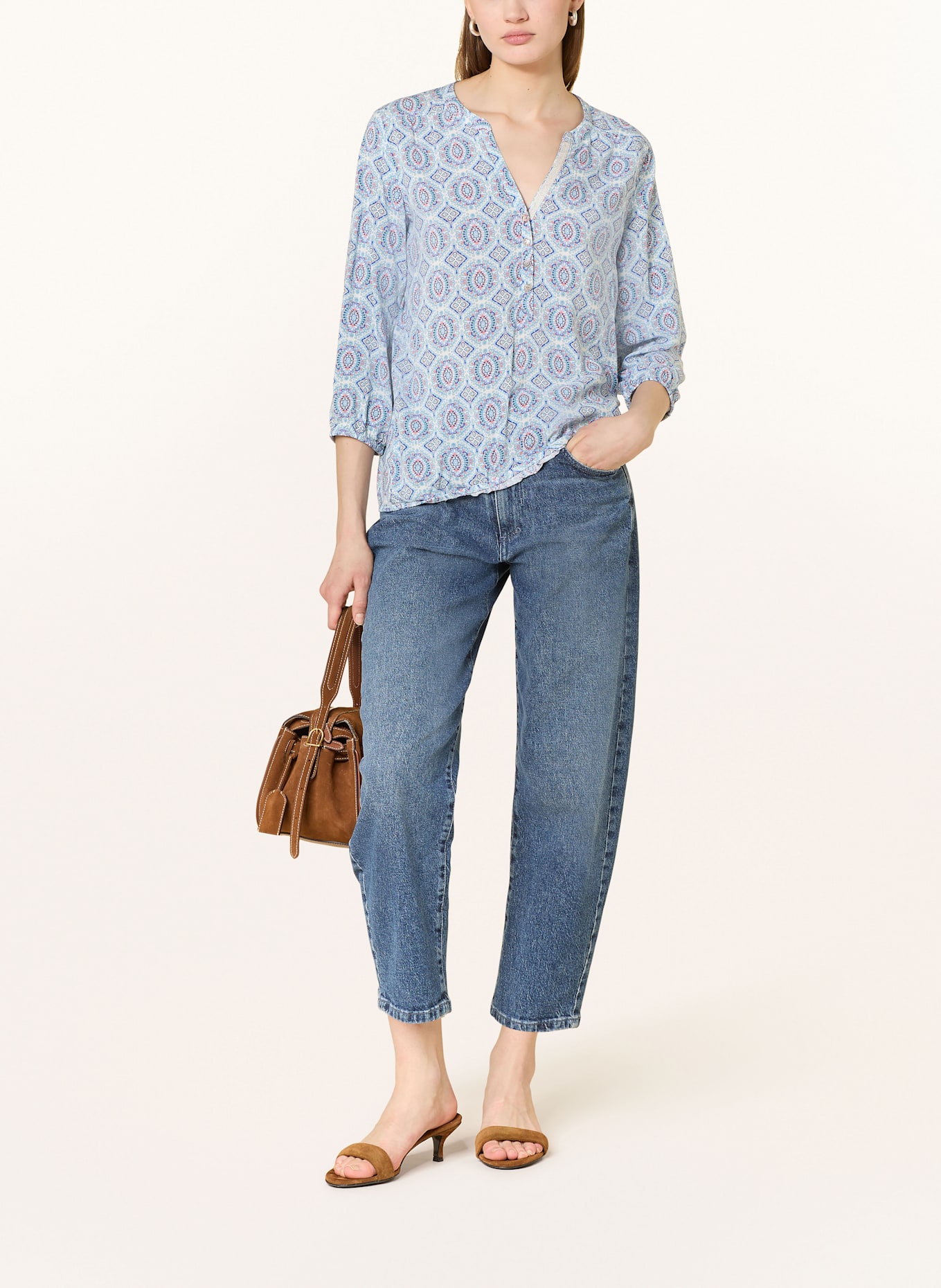 CARTOON Bluzka z rękawem 3/4: MIĘTOWY / JASNOCZERWONY / NIEBIESKI