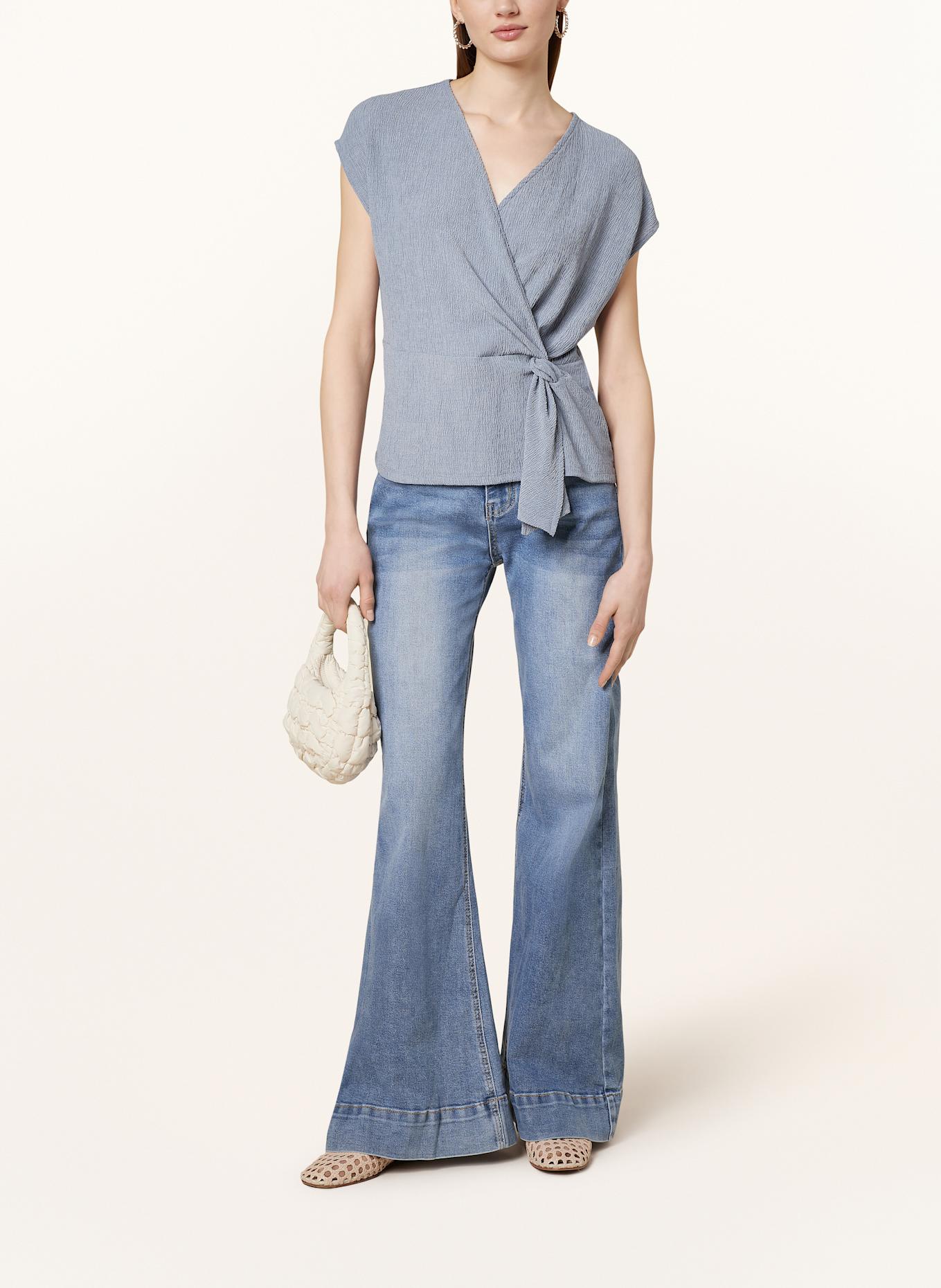 CARTOON Bluse in Wickeloptik: BLAUGRAU