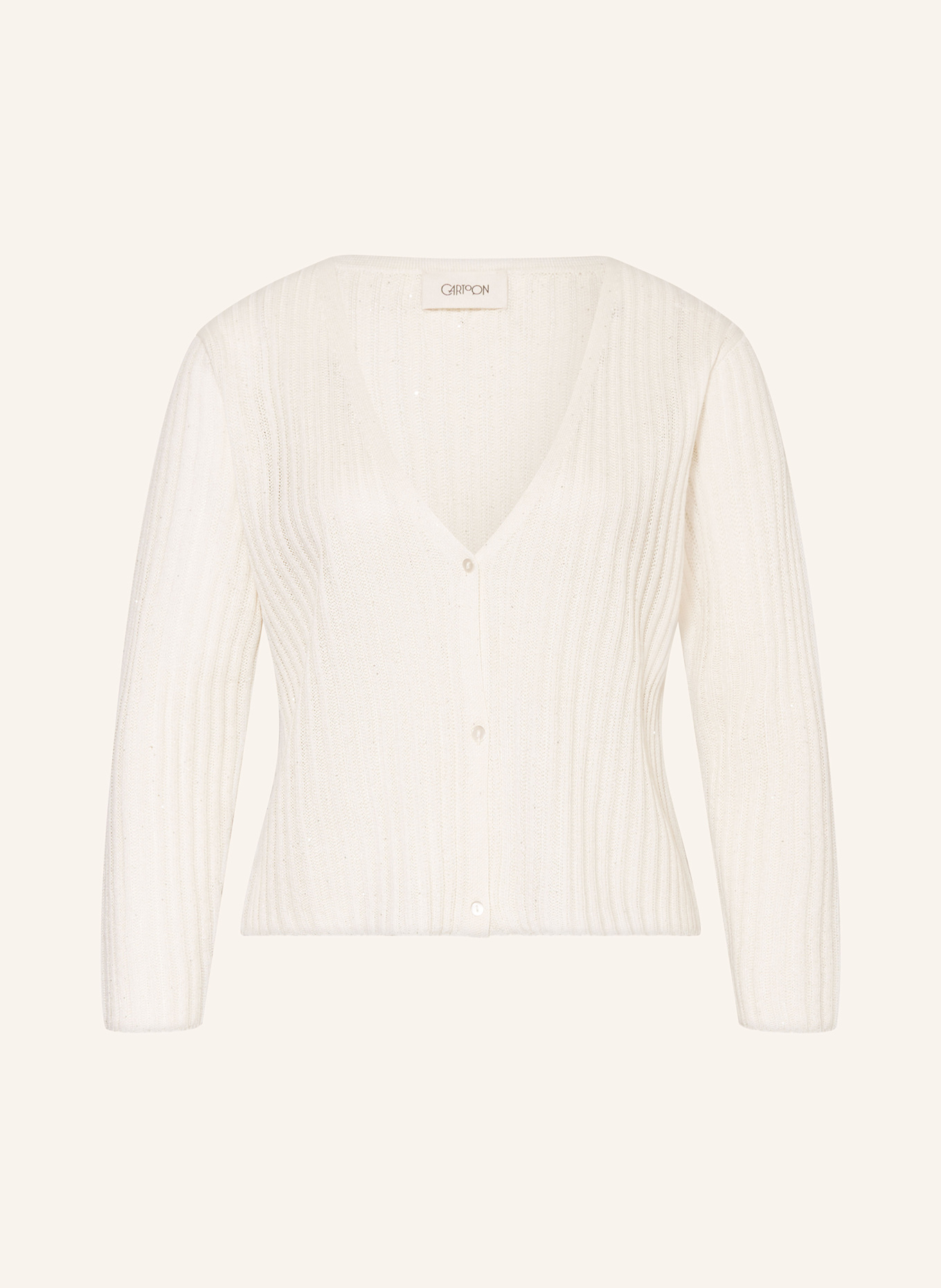 CARTOON Cardigan with 3/4 sleeves and sequins: WHITE