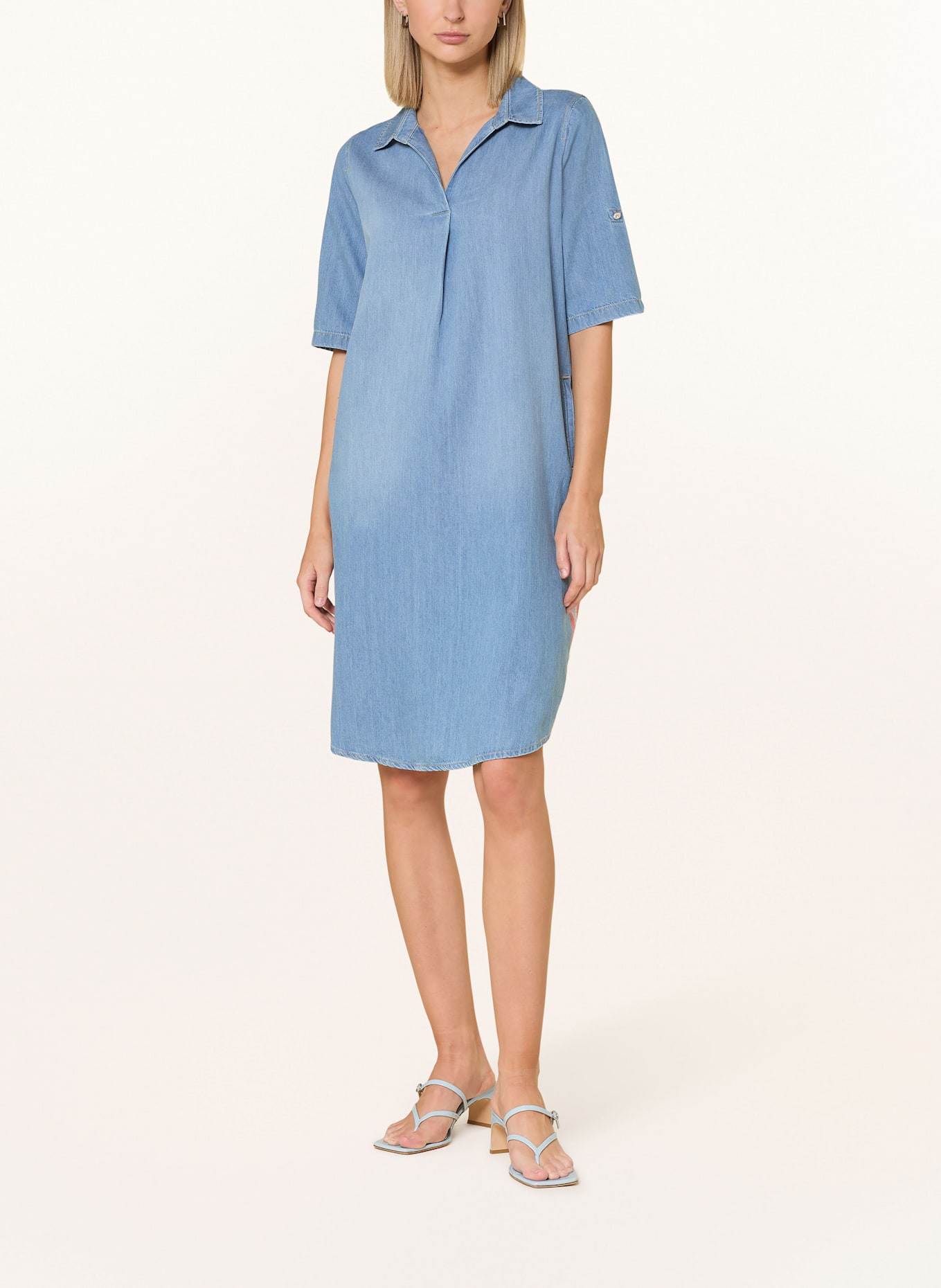 CARTOON Kleid im Materialmix: BLAU / ROSÉ