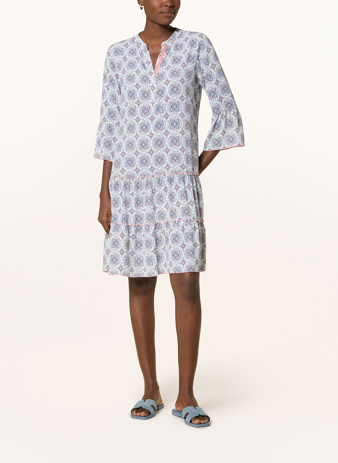 CARTOON Kleid mit 3/4-Arm: BLAU / HELLORANGE