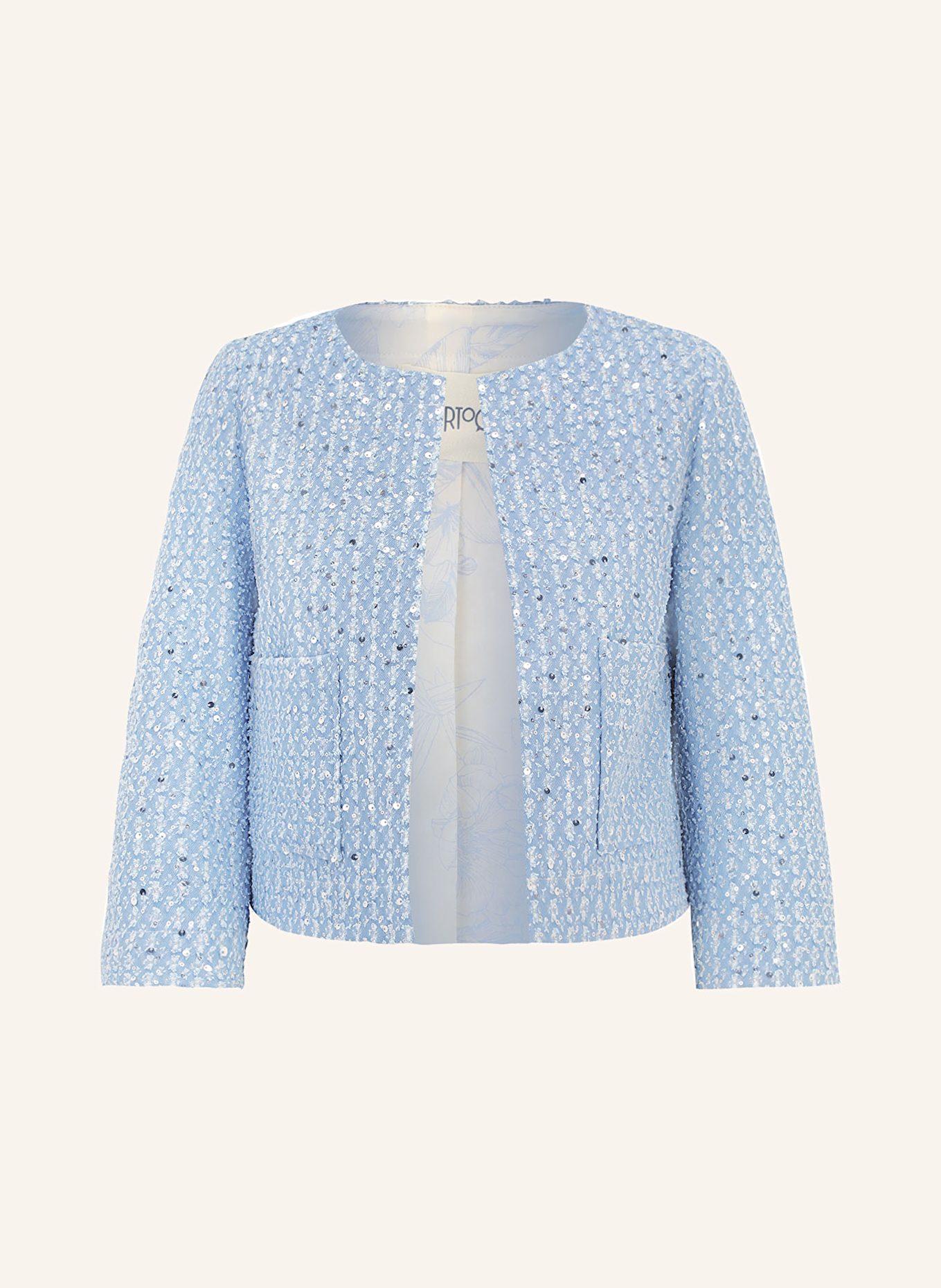 CARTOON Jacket with glitter thread and sequins: LIGHT BLUE
