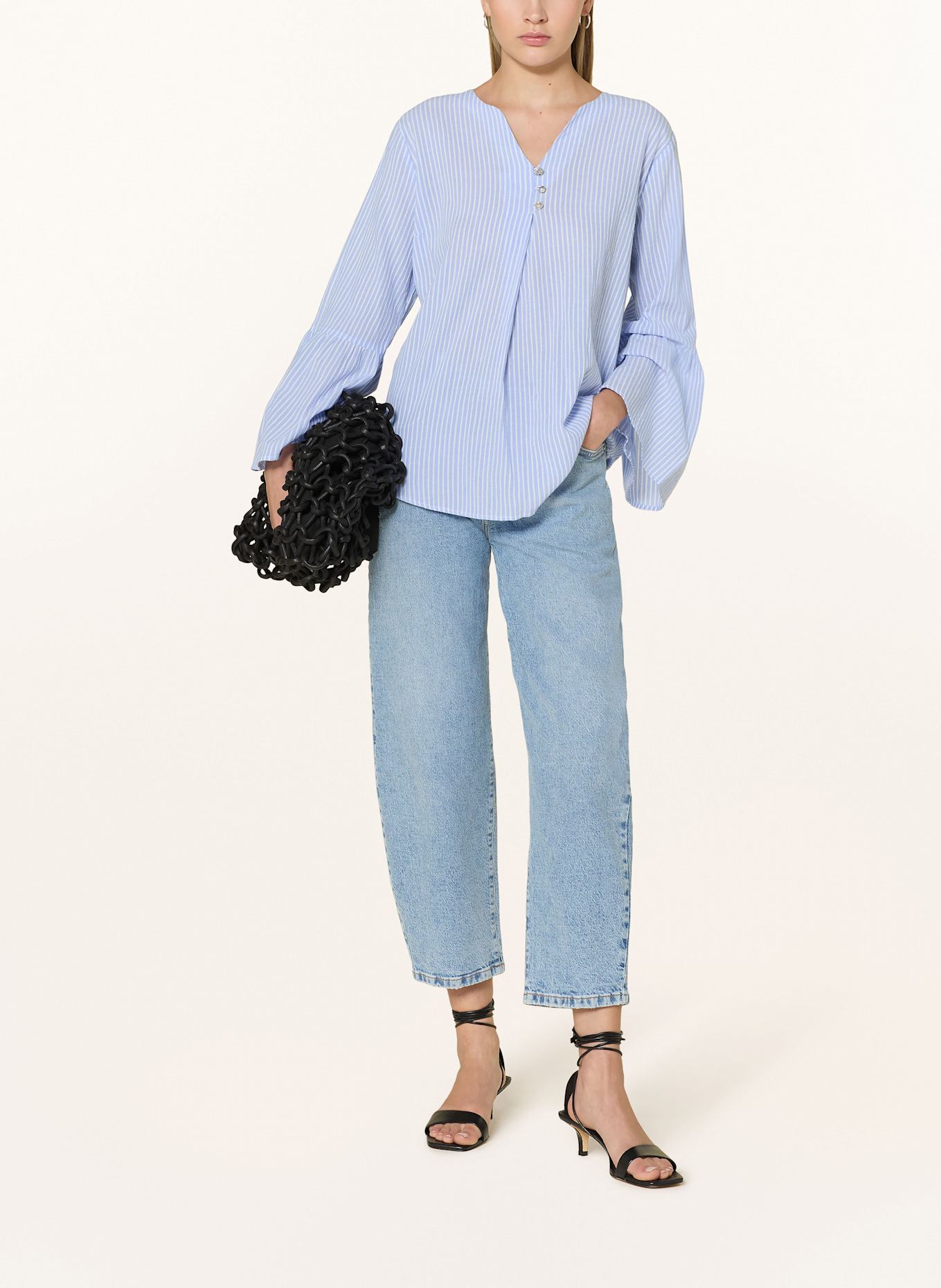 CARTOON Blusenshirt mit 3/4-Arm: HELLBLAU / WEISS