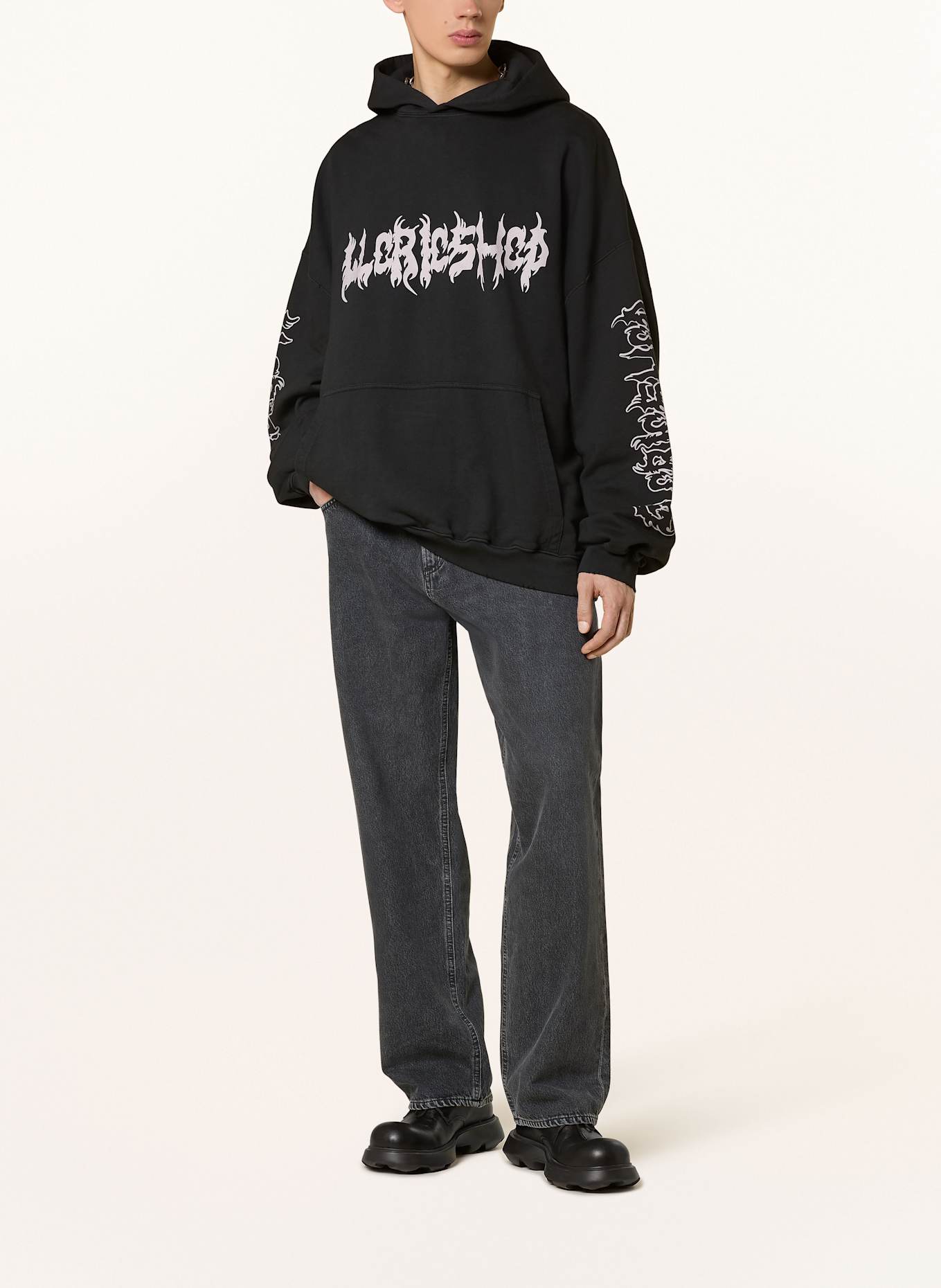 ★032c★ U FACELESS OVERSIZED HOODIE FADED BLACK FAITHLESS O FAITHLESS
