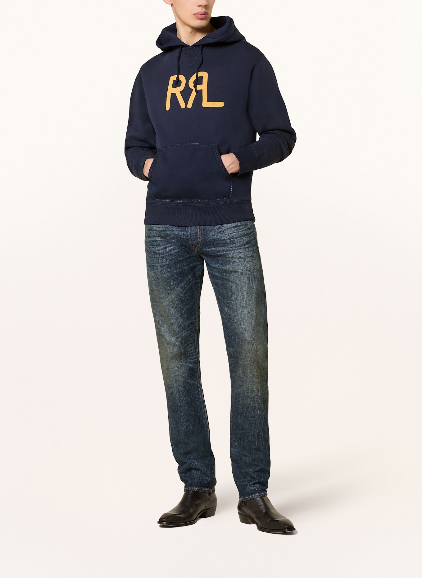 RRL Hoodie: DARK BLUE / DARK YELLOW