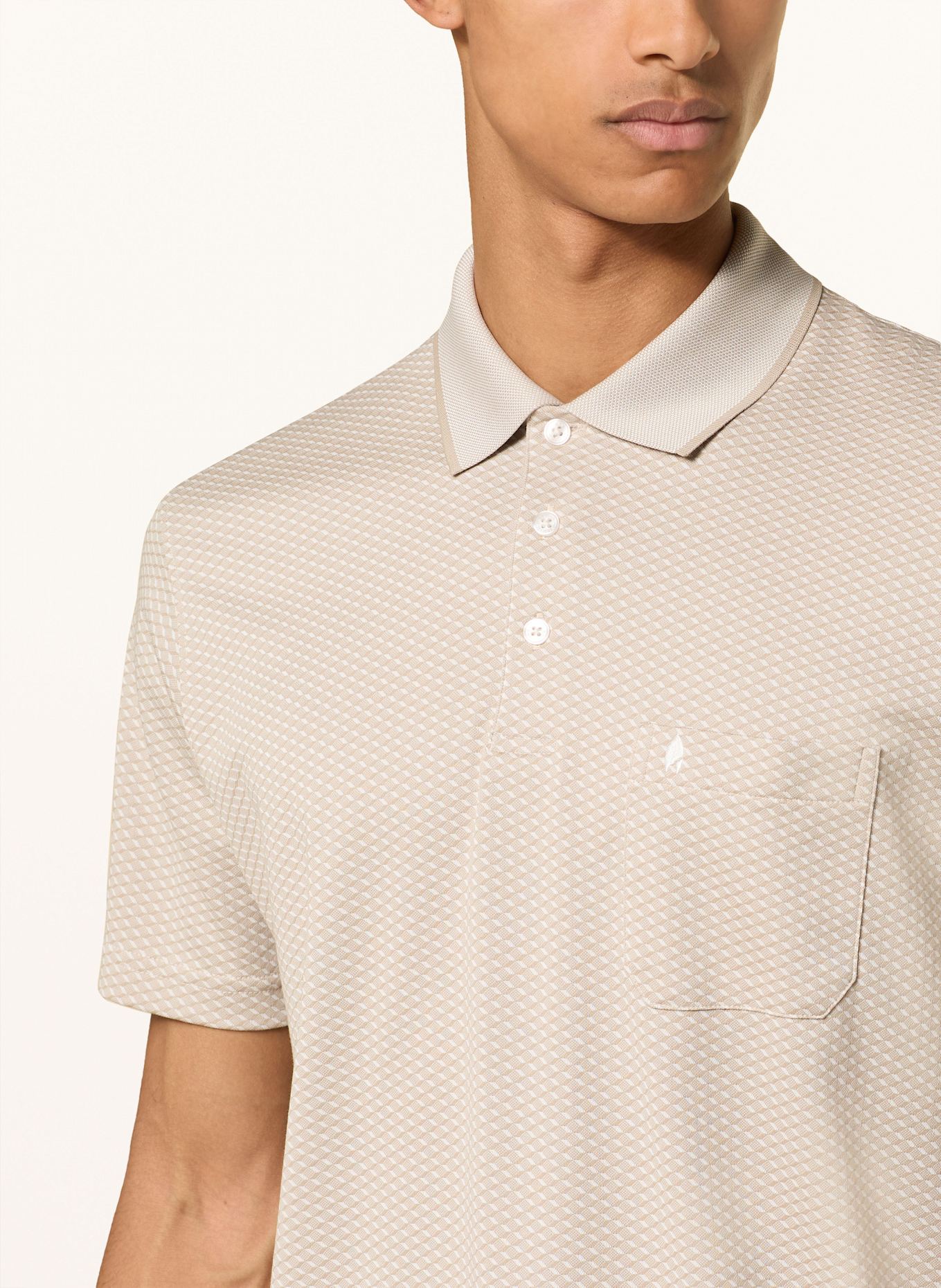 RAGMAN Koszulka polo z dżerseju żakardowego: BEŻOWY