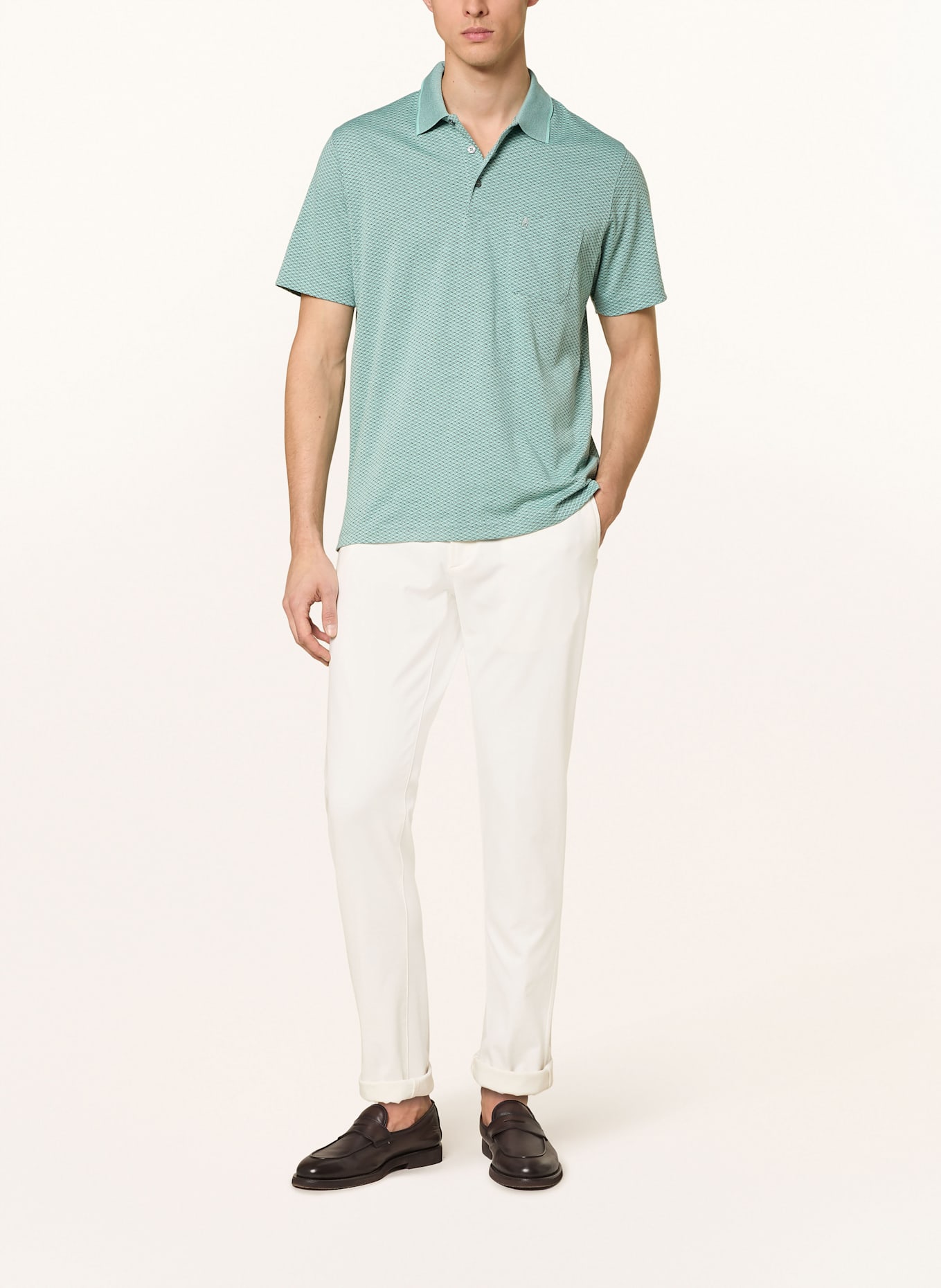 RAGMAN Koszulka polo z dżerseju żakardowego: MIĘTOWY / JASNOCZARY