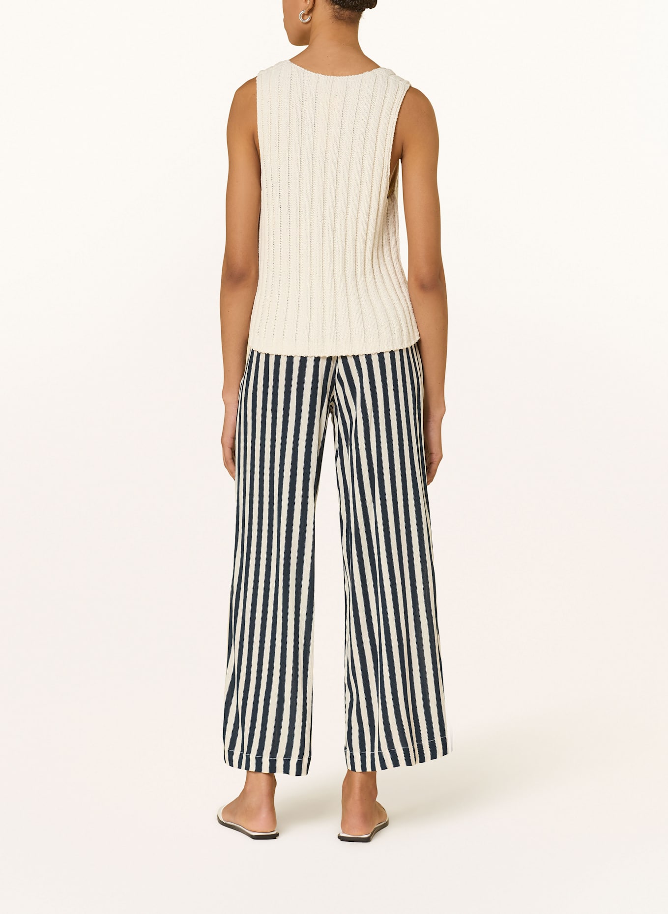 ICHI Pantalon marinière IHMARRAKECH: BLEU FONCÉ / CRÈME