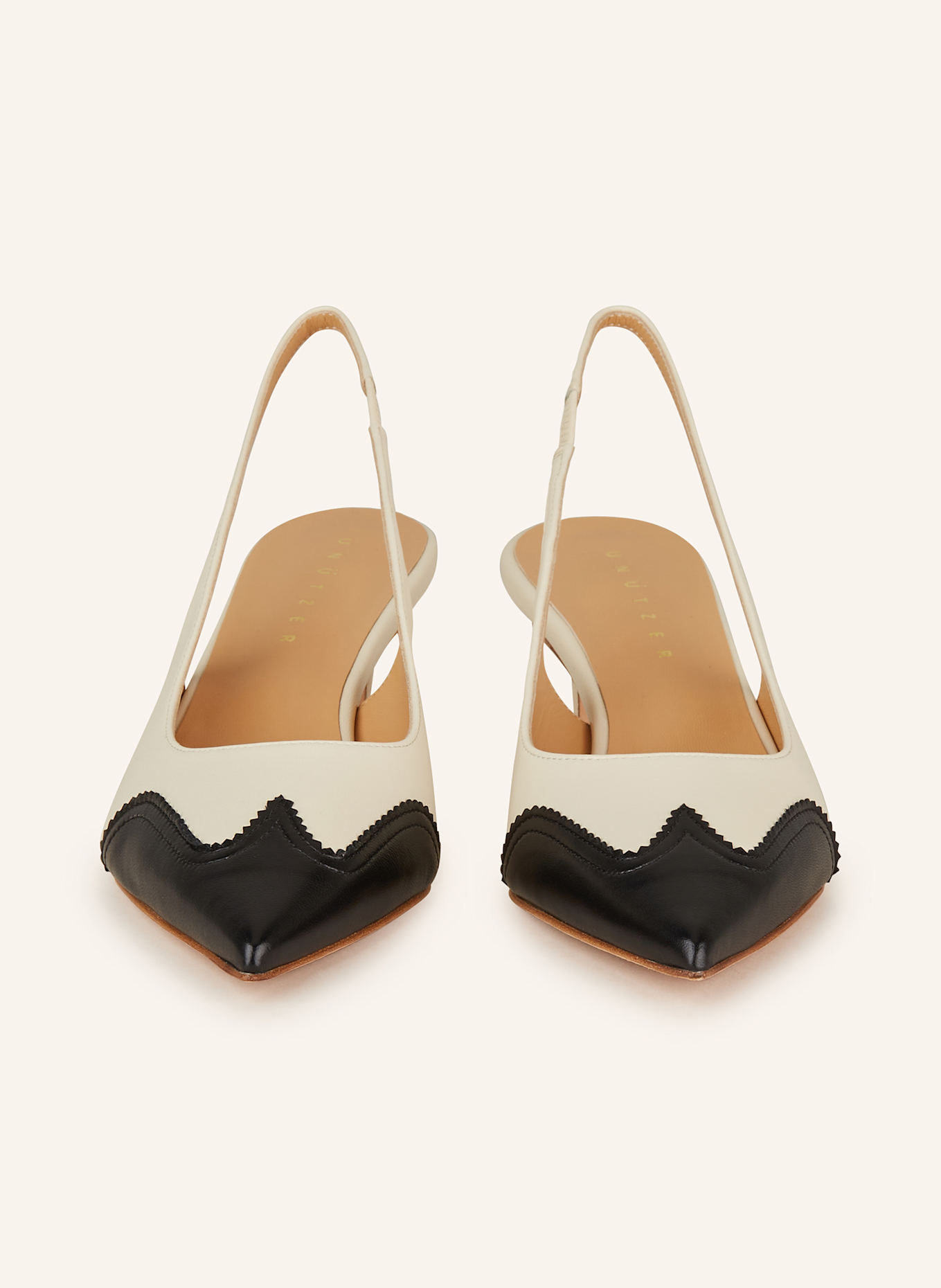 UNÜTZER Czółenka z odkrytą piętą: KREMOWY / CZARNY