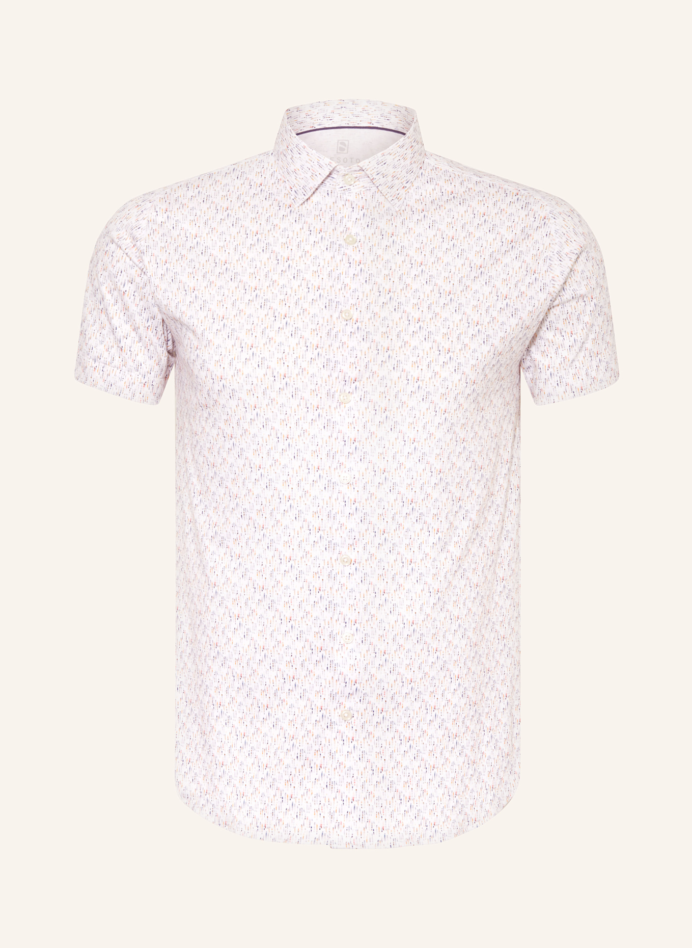 DESOTO Kurzarm-Hemd Extra Slim Fit: WEISS / GRAU / ORANGE