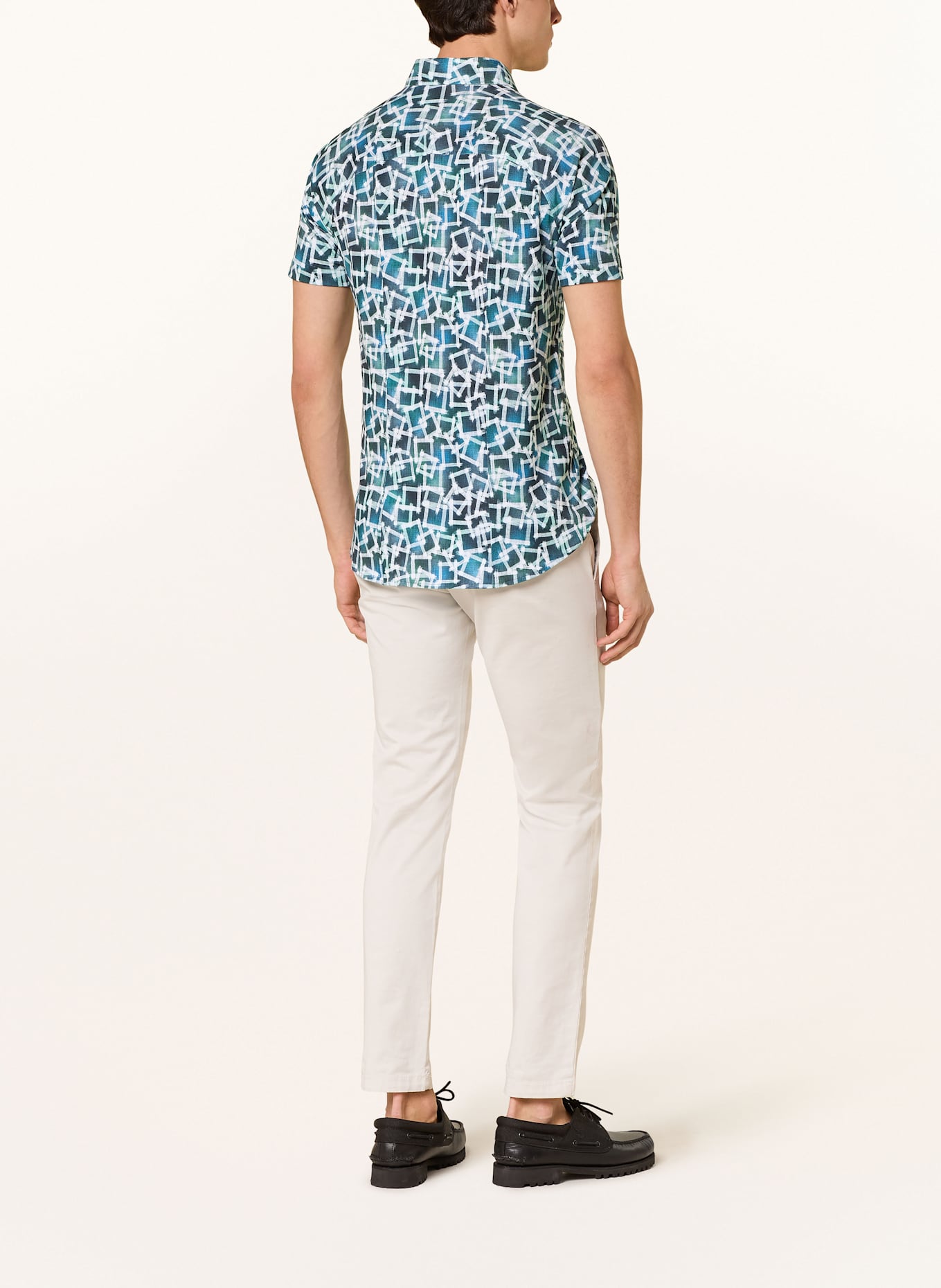 DESOTO Kurzarm-Hemd Extra Slim Fit: WEISS / BLAU / DUNKELBLAU