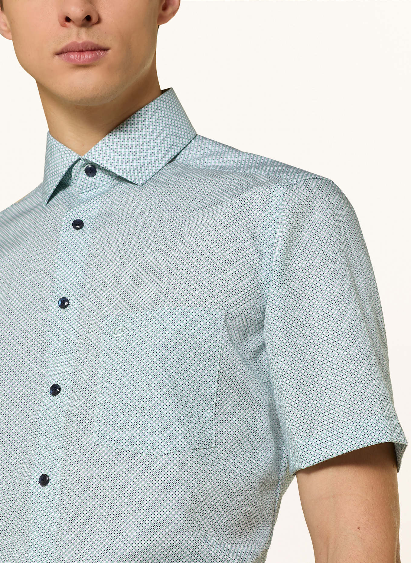 OLYMP Kurzarm-Hemd Luxor modern fit: GRÜN / BLAU / WEISS