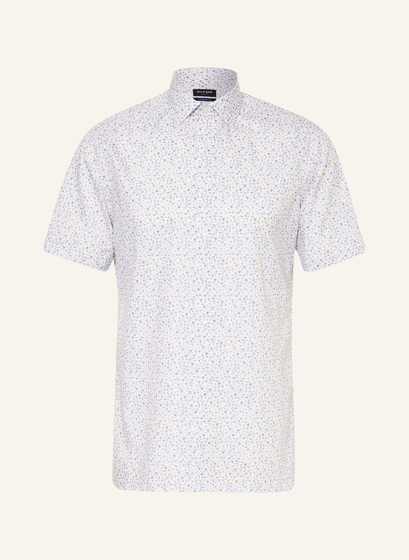 OLYMP Kurzarm-Hemd Luxor modern fit: WEISS/ HELLBLAU/ GRAU