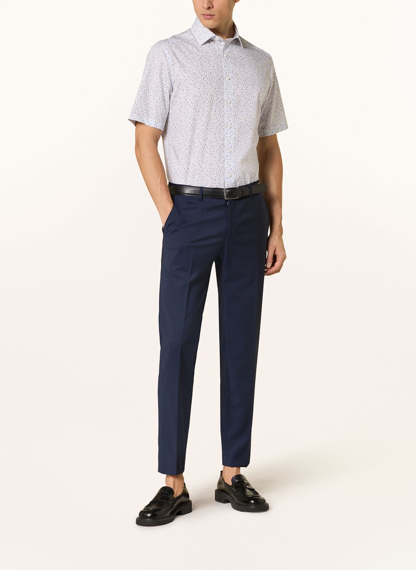 OLYMP Kurzarm-Hemd Luxor modern fit: WEISS/ HELLBLAU/ GRAU