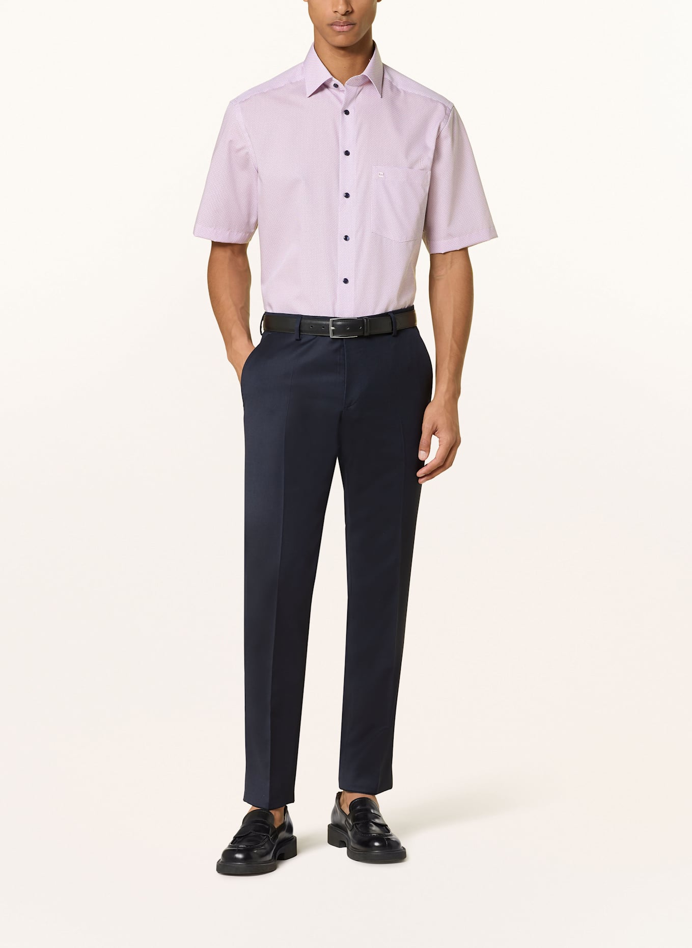 OLYMP Kurzarm-Hemd Luxor comfort fit: ROSA / DUNKELBLAU / WEISS