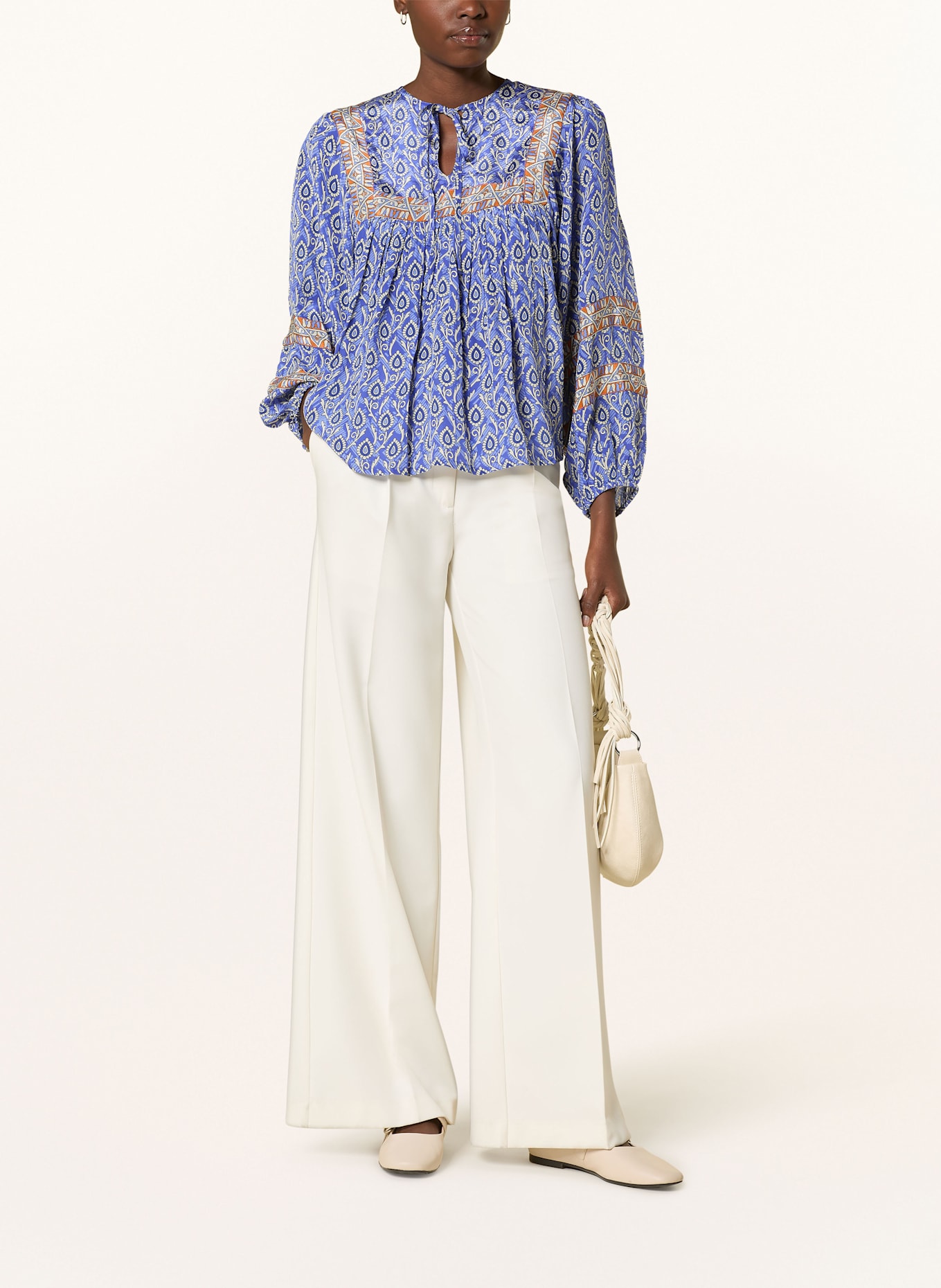 lollys laundry Blusenshirt TEELLL: BLAU / WEISS / DUNKELORANGE