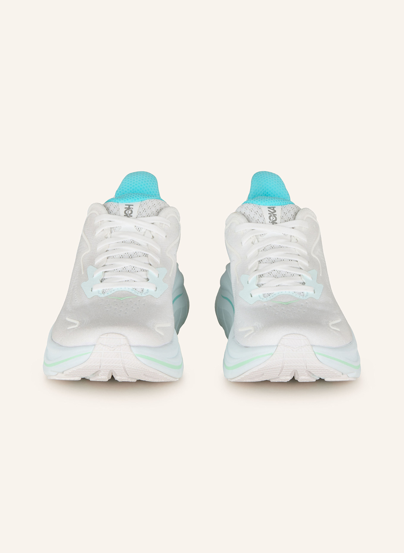 HOKA Běžecké boty CLIFTON 10: BÍLÁ / TYRKYSOVÁ
