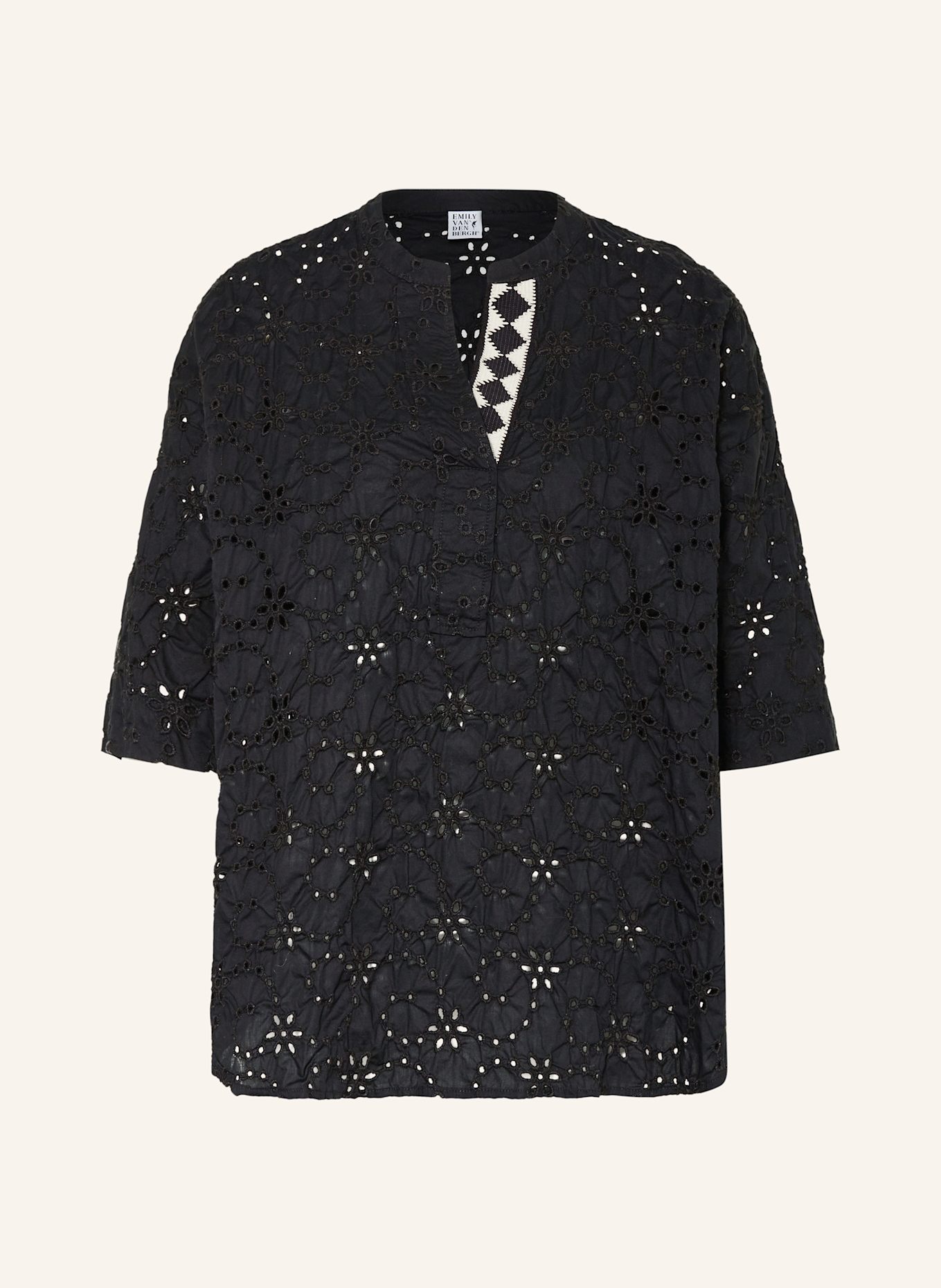 Emily VAN DEN BERGH Blusenshirt aus Lochspitze: SCHWARZ