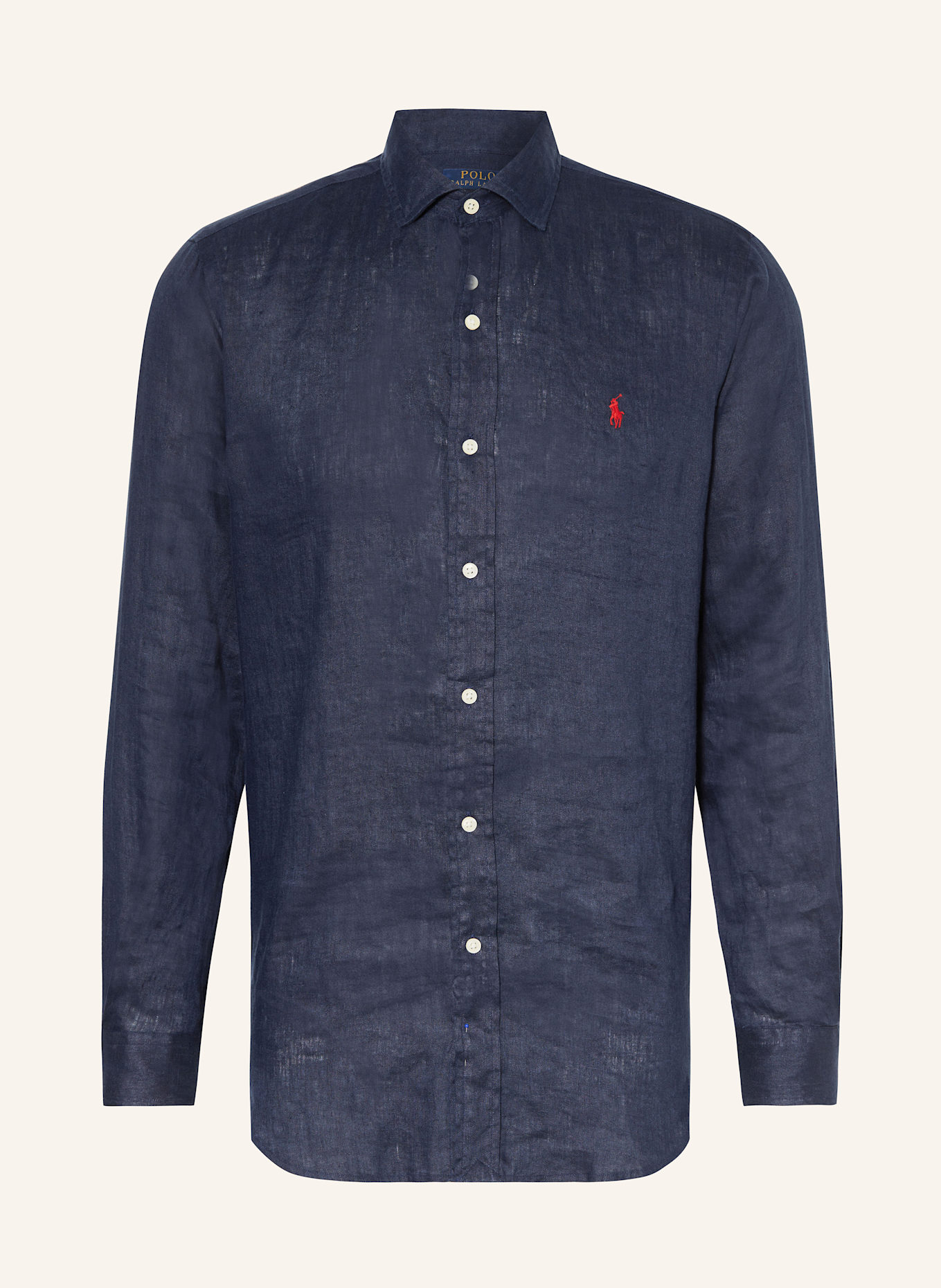 POLO RALPH LAUREN Lněná košile Custom Fit: TMAVĚ MODRÁ