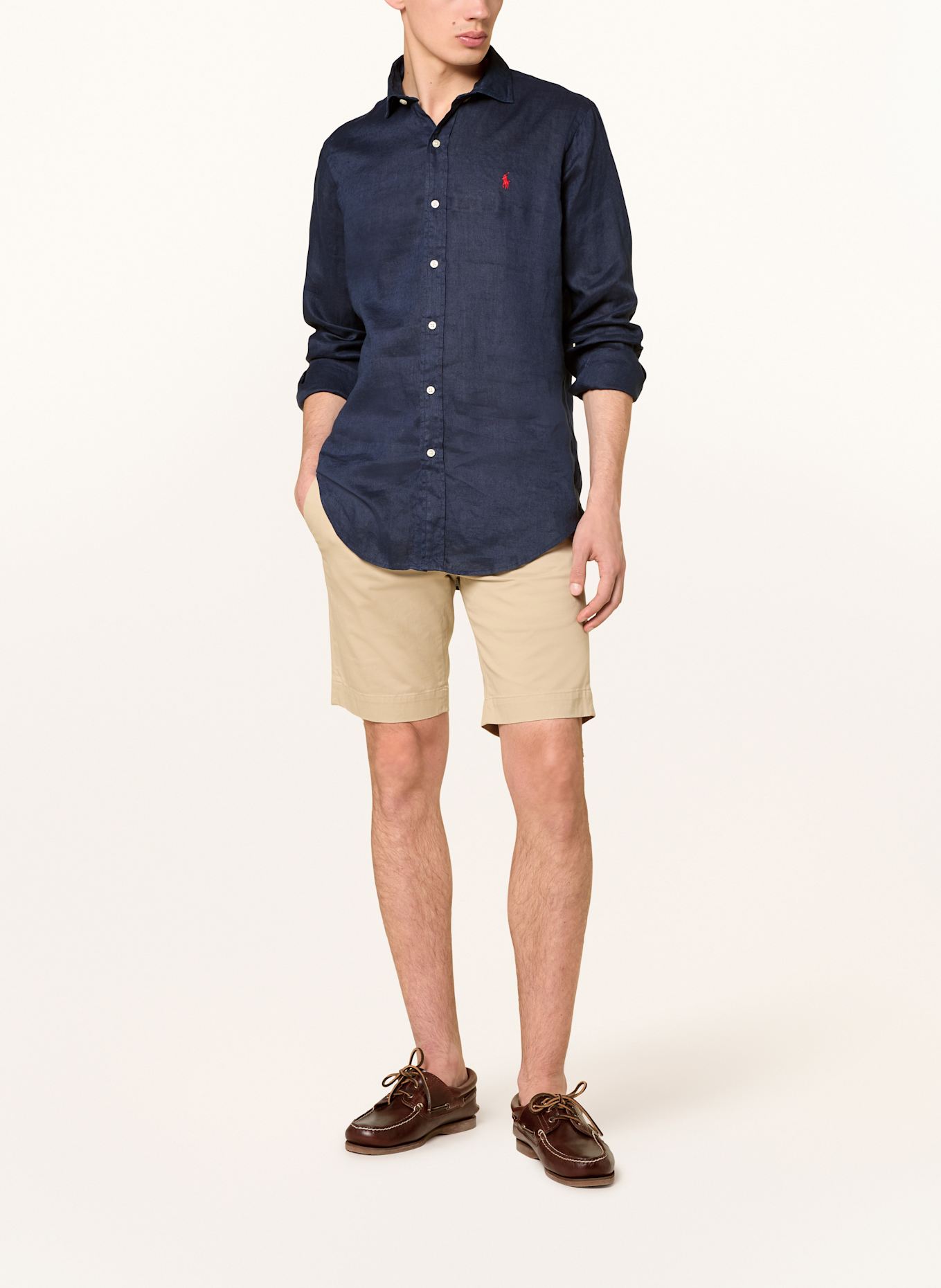 POLO RALPH LAUREN Lněná košile Custom Fit: TMAVĚ MODRÁ