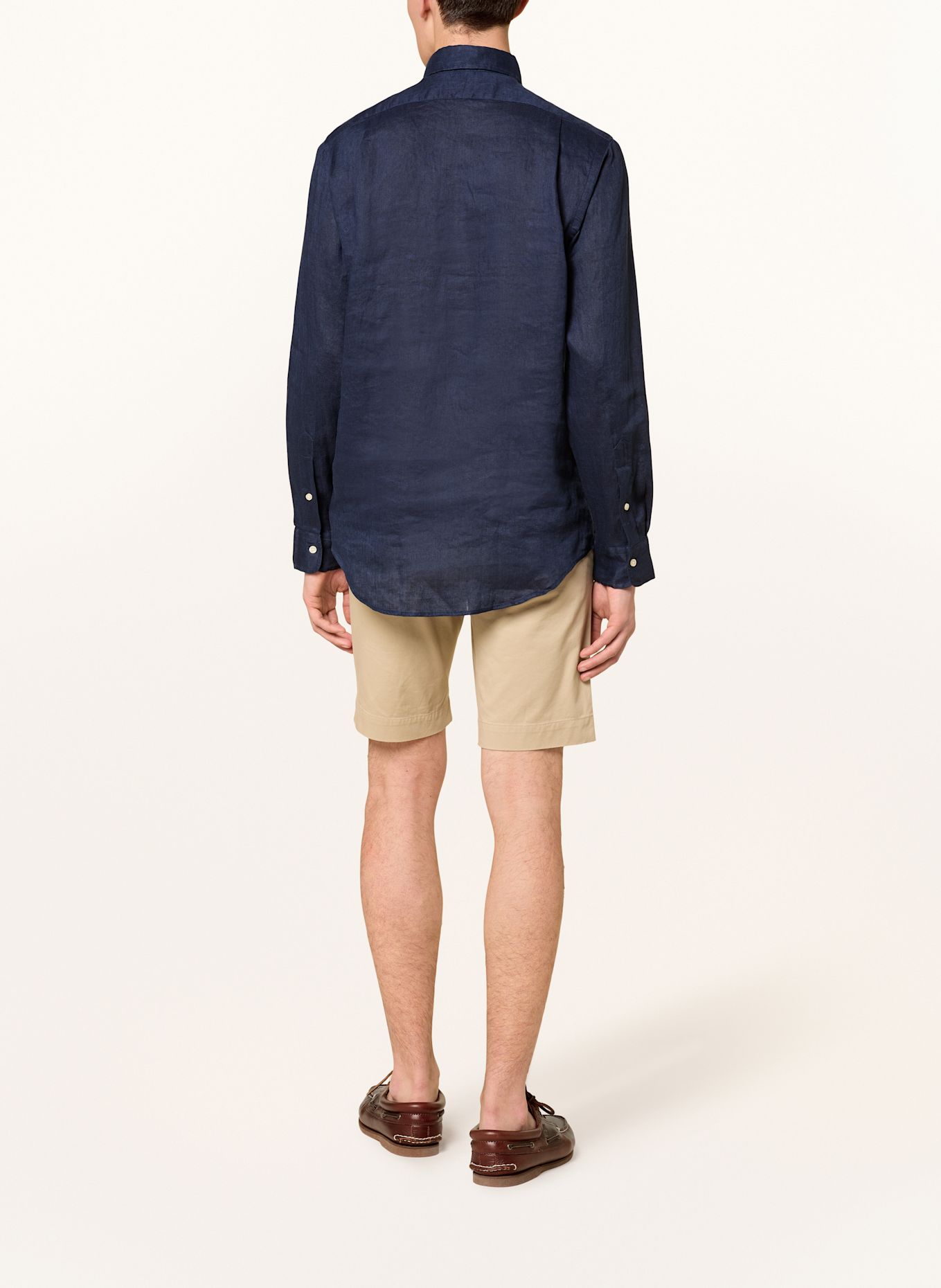 POLO RALPH LAUREN Lněná košile Custom Fit: TMAVĚ MODRÁ