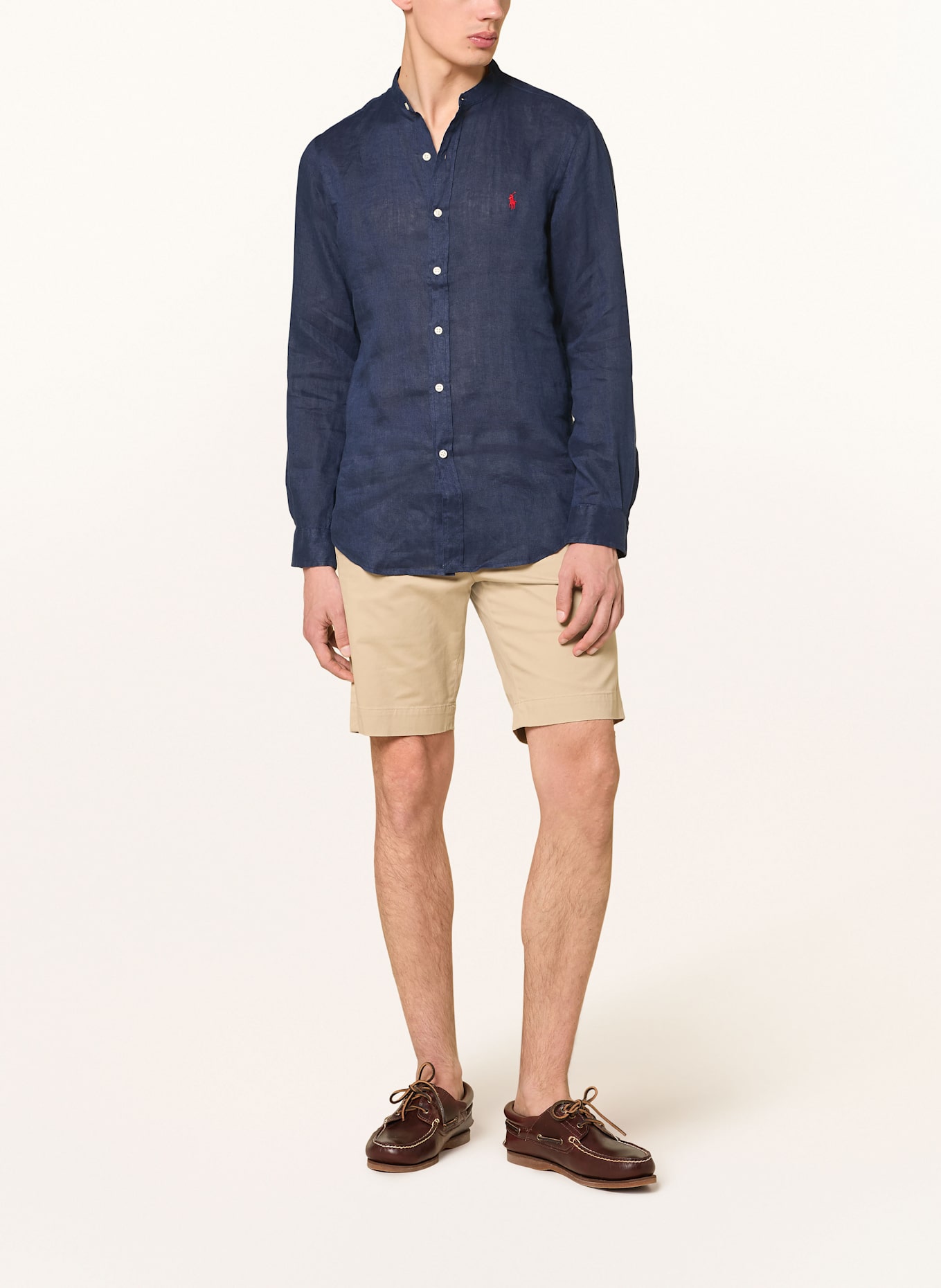 POLO RALPH LAUREN Leinenhemd mit Stehkragen Slim Fit: DUNKELBLAU