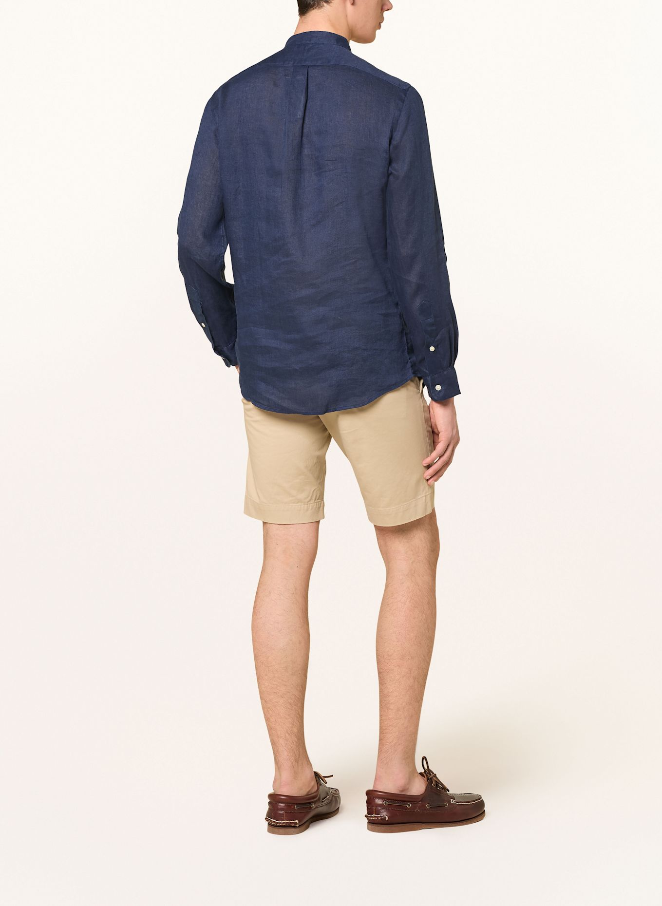 POLO RALPH LAUREN Leinenhemd mit Stehkragen Slim Fit: DUNKELBLAU