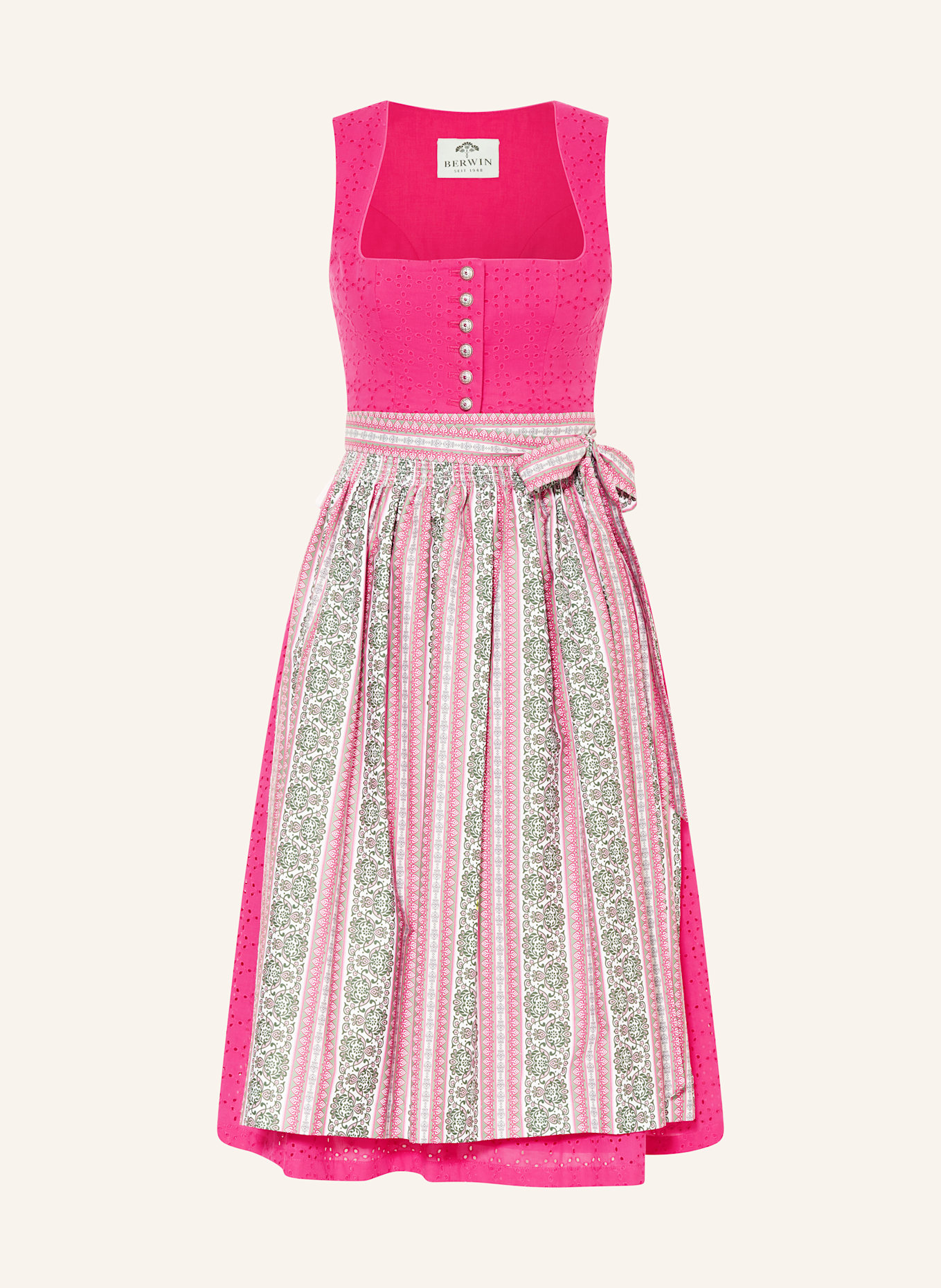 BERWIN & WOLFF Dirndl aus Lochspitze: PINK / GRÜN / WEISS