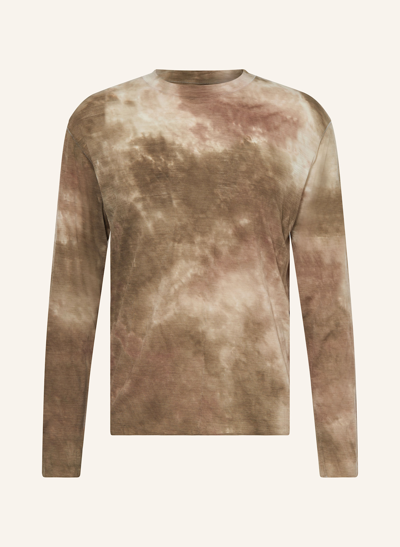 SATISFY Koszulka do biegania CLOUDMERINO™ z wełny merino: BRĄZOWY / KREMOWY / CIEMNOCZERWONY