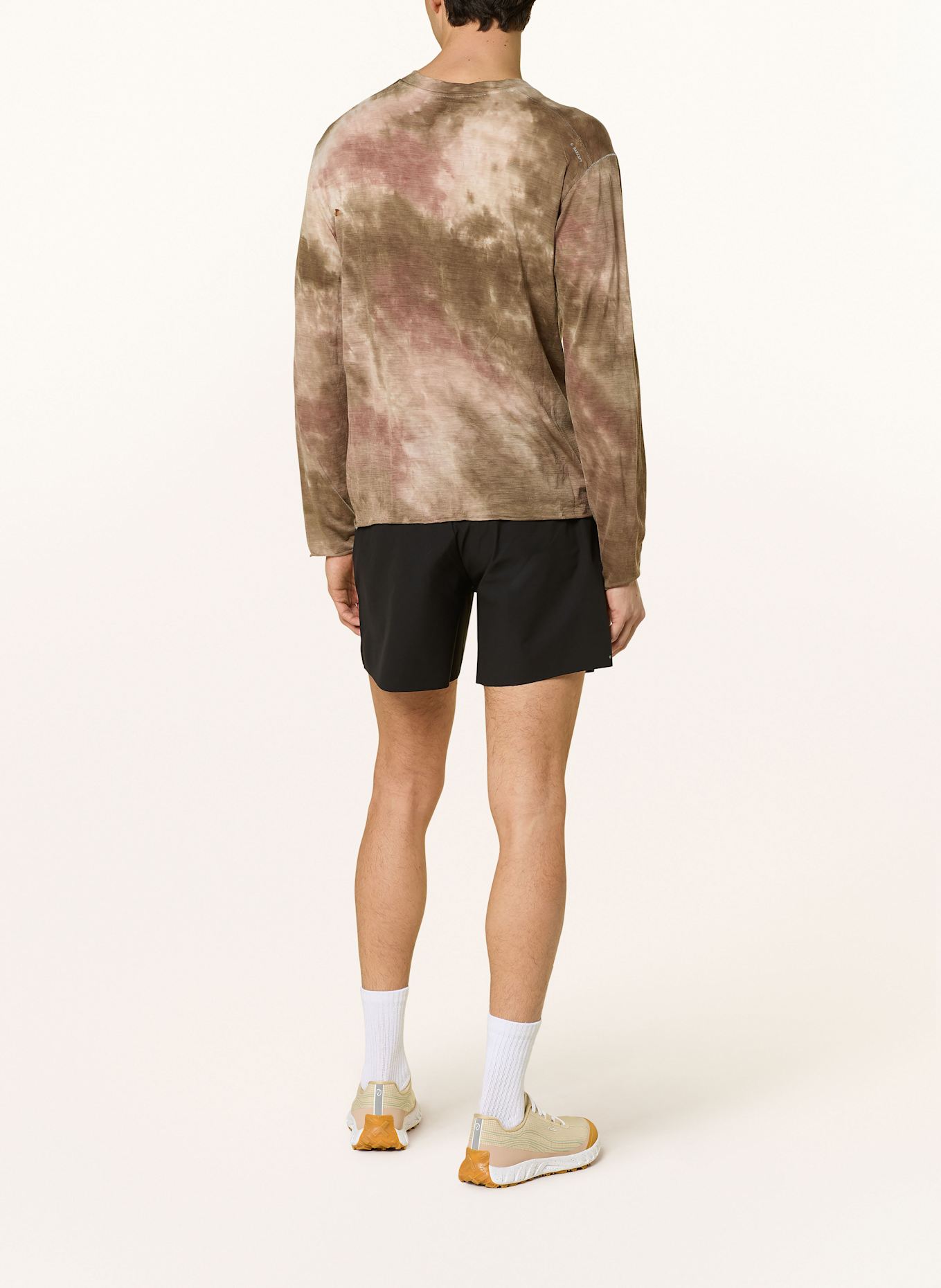 SATISFY Koszulka do biegania CLOUDMERINO™ z wełny merino: BRĄZOWY / KREMOWY / CIEMNOCZERWONY