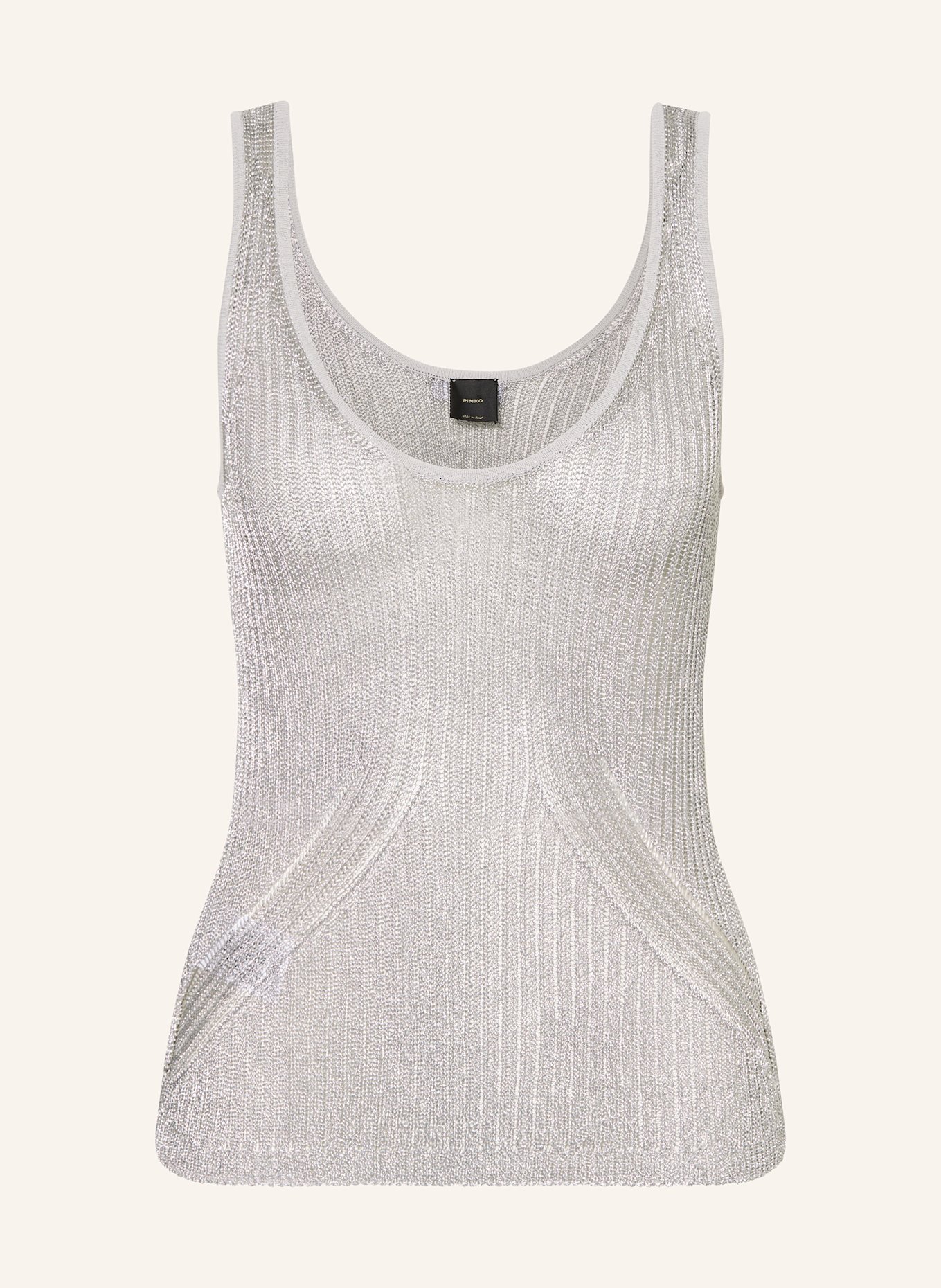 PINKO Knit top NOHA with glitter thread: GRAY / SILVER