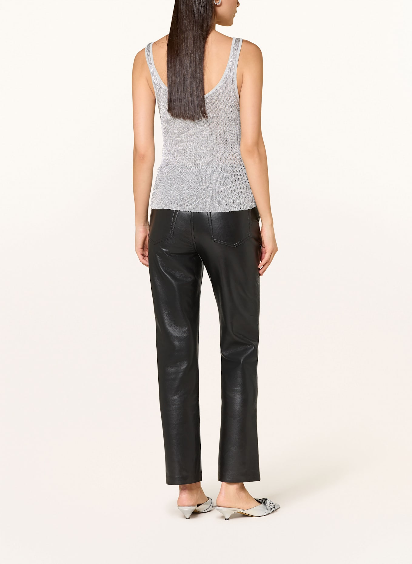 PINKO Knit top NOHA with glitter thread: GRAY / SILVER