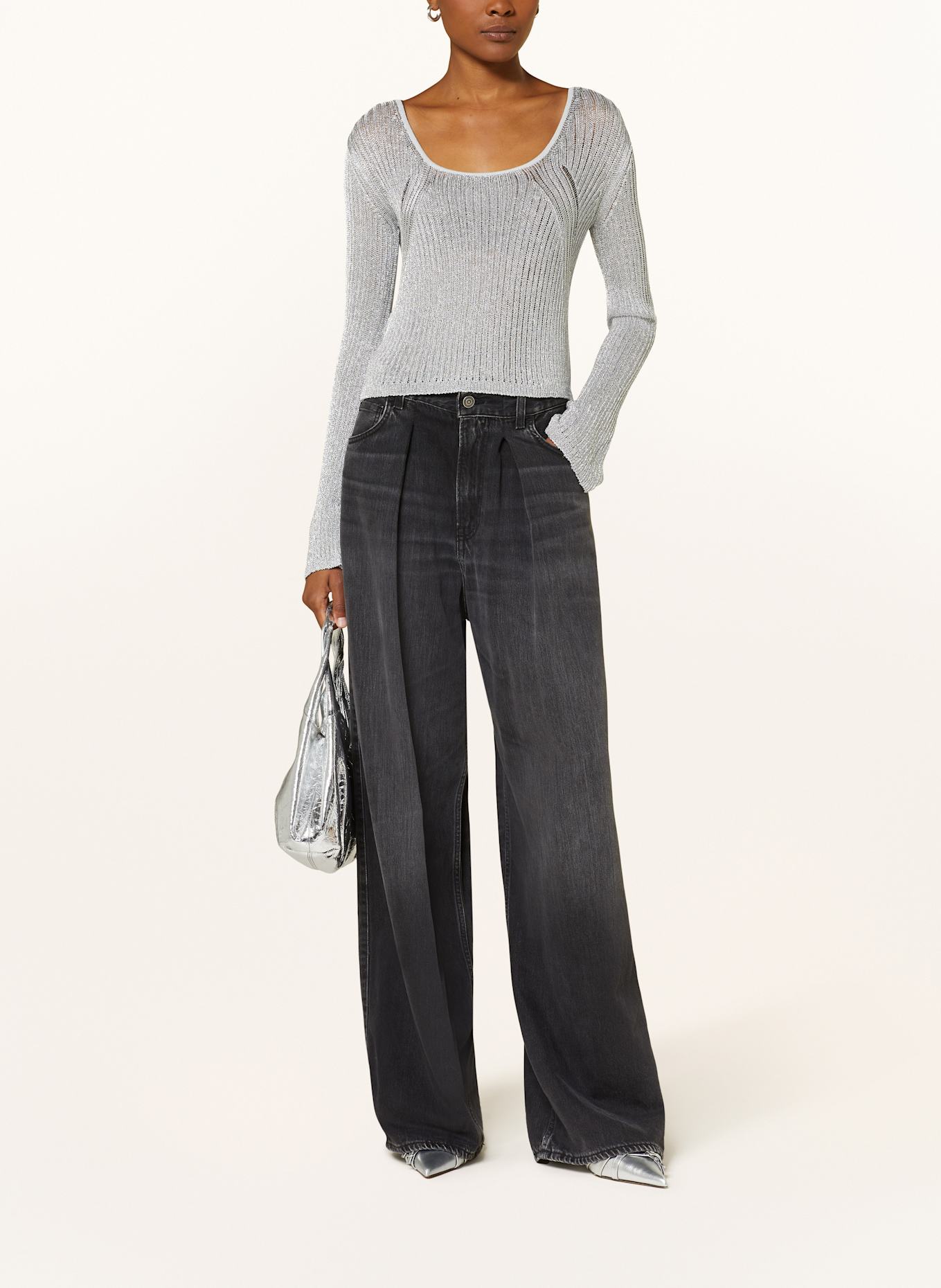 PINKO Pullover NATHAN mit Glitzergarn: SILBER