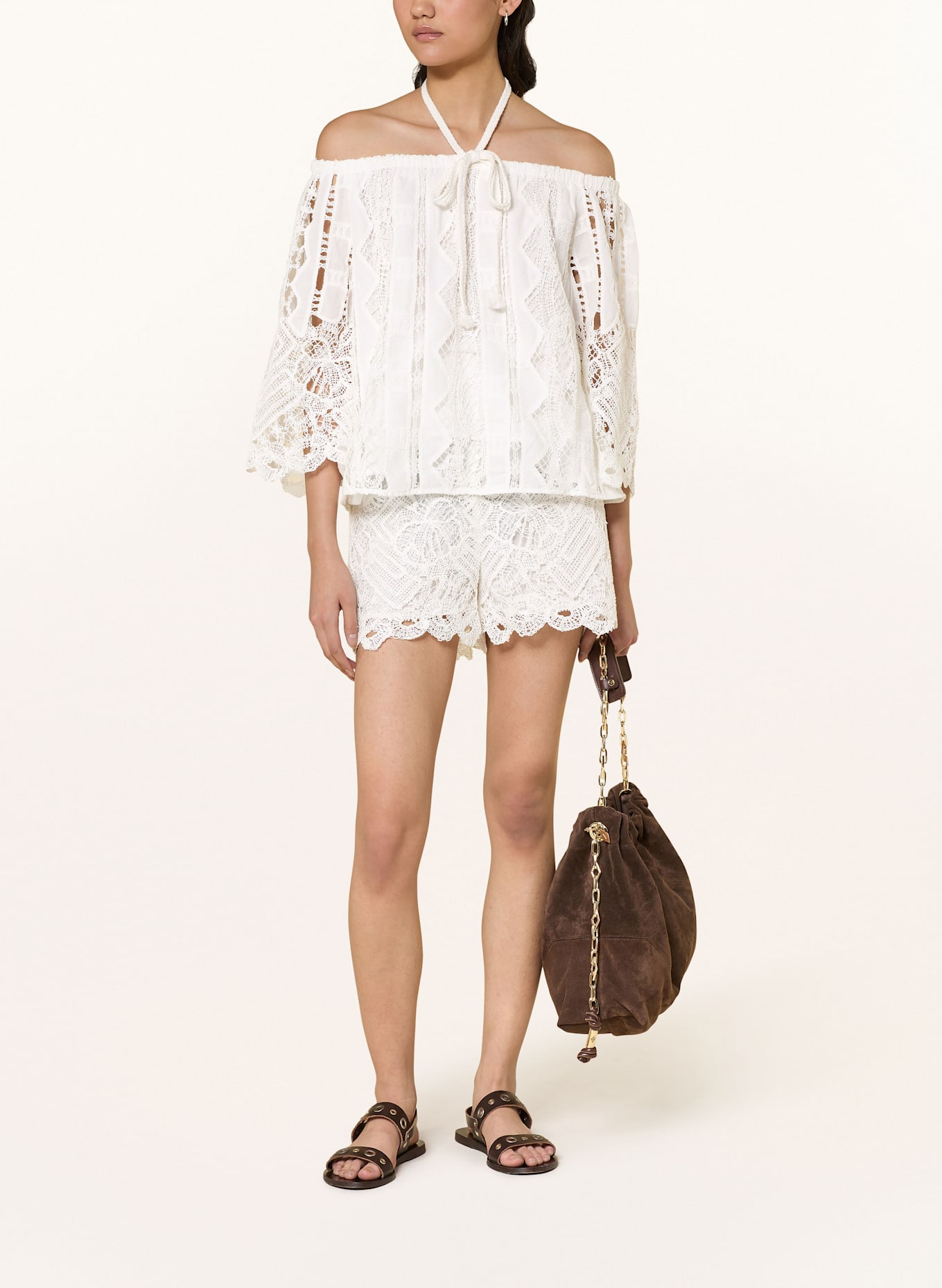 PINKO Háčkované šortky SERENATA: BÍLÁ